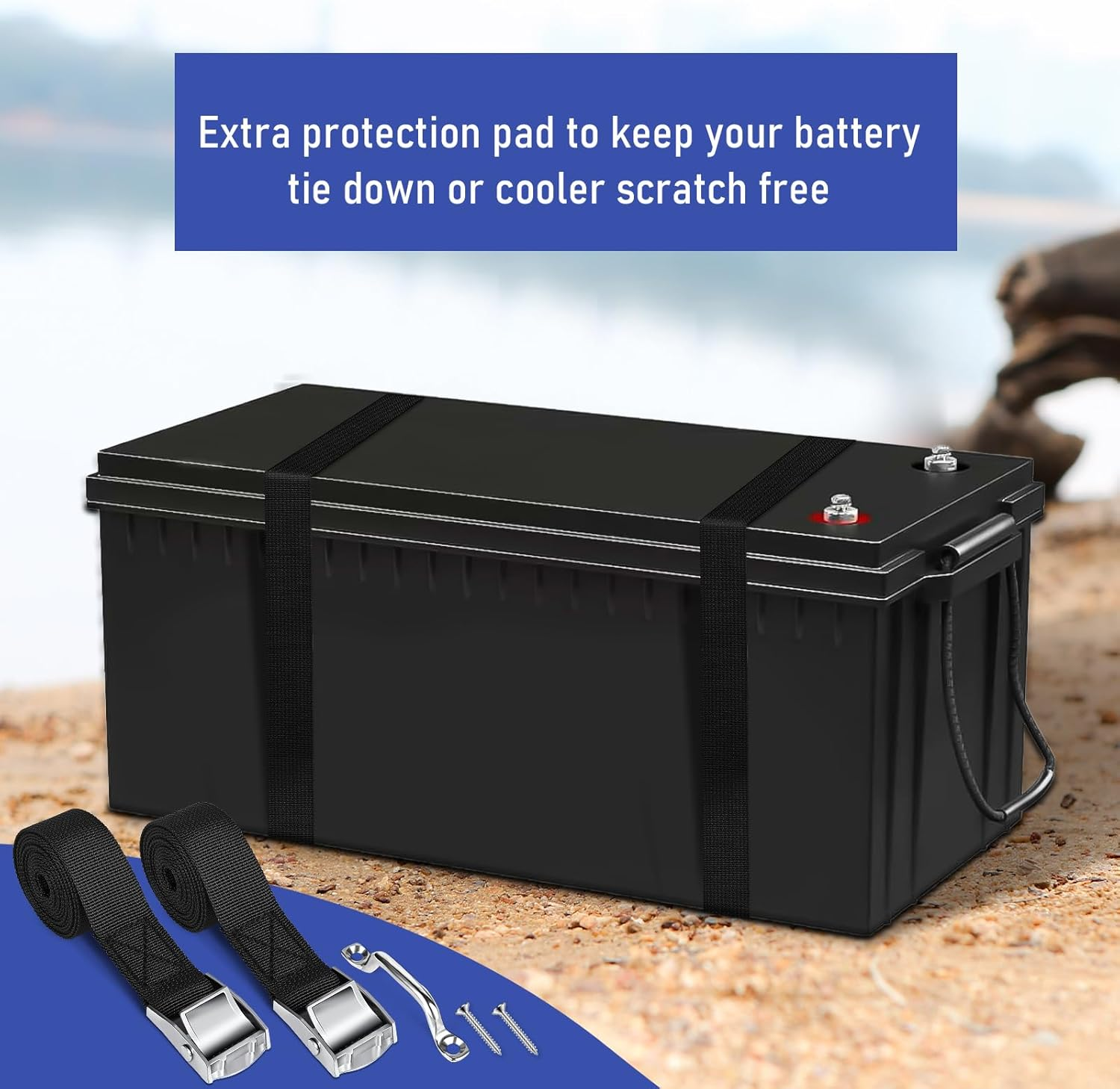 2 Sets 1"X 78"(6.5Ft) Battery Tie down Straps Kit with Stainless Steel Cam Buckle for Boats, Hold down with SS Screws for Cooler, Box, Fuel Tank, Luggage Belt, Cars image number 5