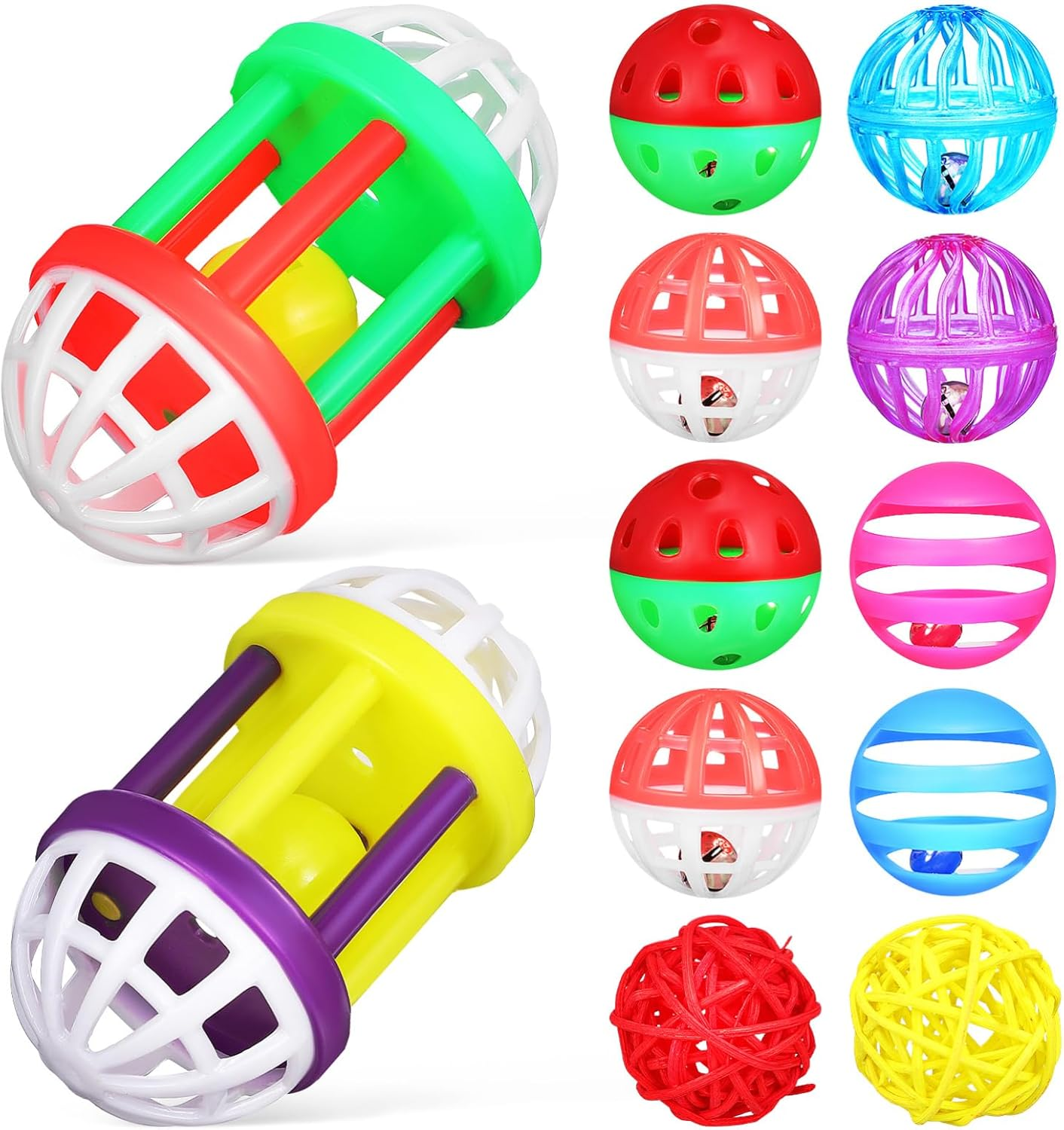 BESTYASH Bird Foraging Toys, 12 Piece Training Bell Balls Set, Parrot Parakeet Cockatiel Chewing Playthings image number 6