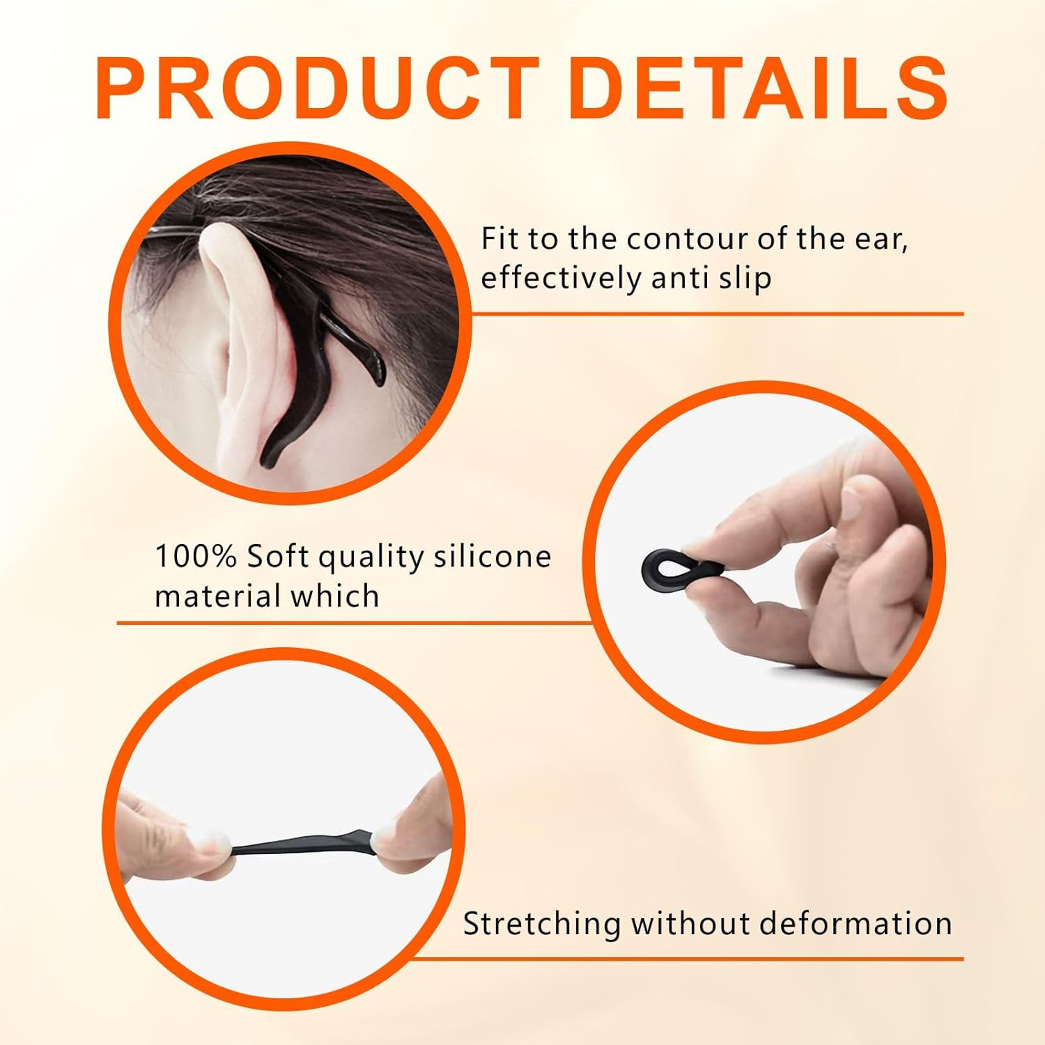 12 Pairs Eyeglass Ear Grips, Silicone Eyeglass Ear Grip, Elastic Comfort Eyewear Accessories for Sunglasses and Reading Glasses Eyewear, Anti-Slip Glasses Retainers for Sport Eyeglass (Black & White) image number 1