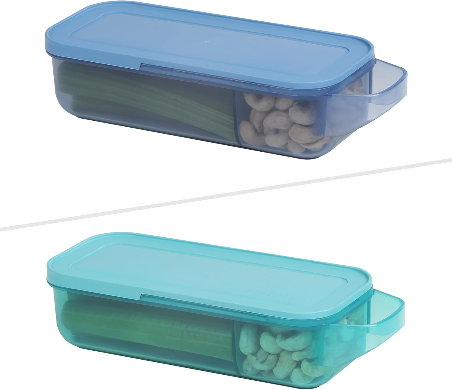 Sistema Ocean Bound Plastic Slide N Snack Container | 445 Ml Food Container with Compartments | Bpa-Free | Teal or Blue (Colour Not Selectable) image number 6
