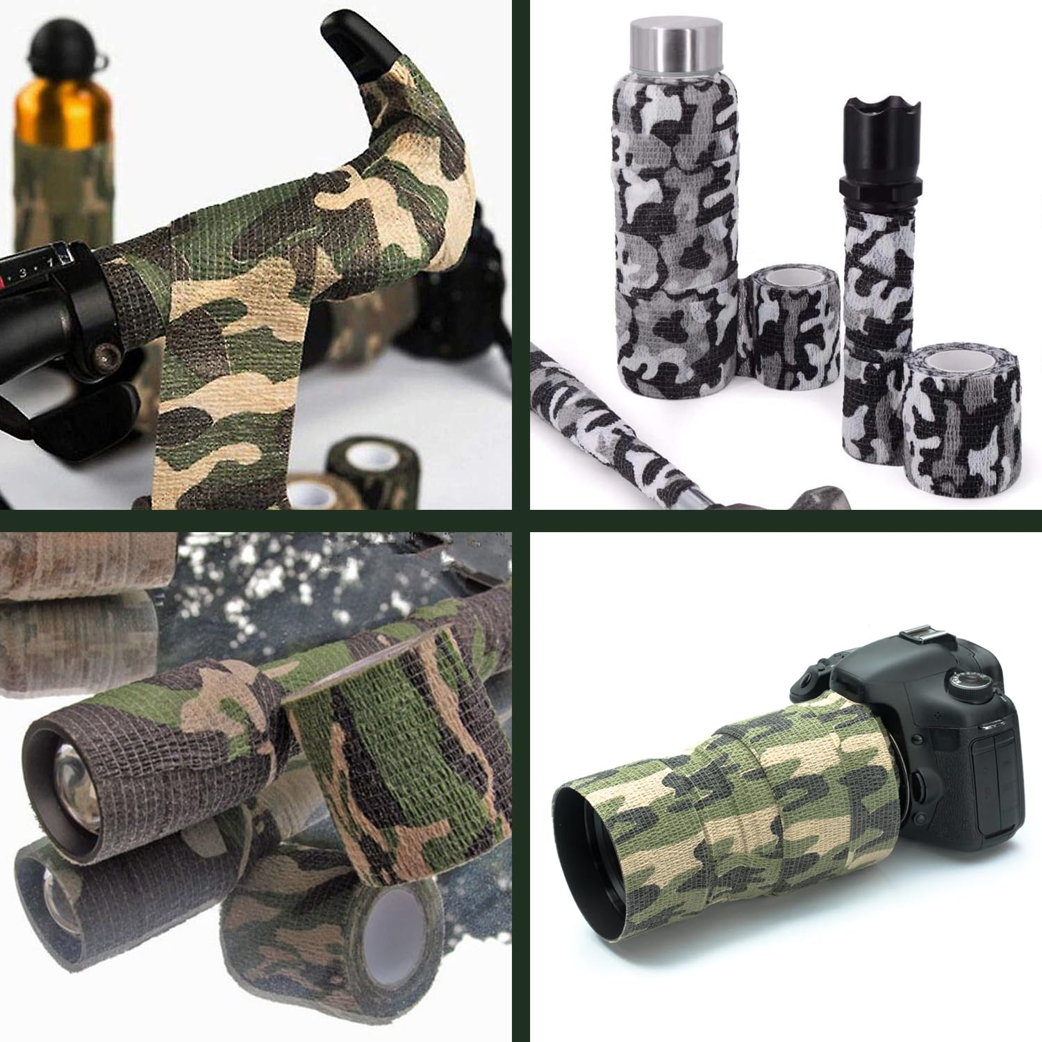 EKIND Multi-Functional Self-Adhesive Camouflage Tape Wrap, Waterproof and Non-Slip for Hunting Guns, Knife Handles, Camping Gear and More - 14.7Ft Total Length (4 Type Camo, Pack of 4) image number 3