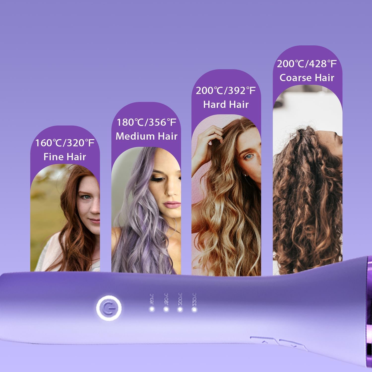 ZEOEZHBI Automatic Curling Iron, Auto Hair Curler Rotating Curling Iron Spinning Curling with 4 Temps Hair Curling & 1" Large Rotating Barrel Auto Shut-Off for Styling, Purple image number 5