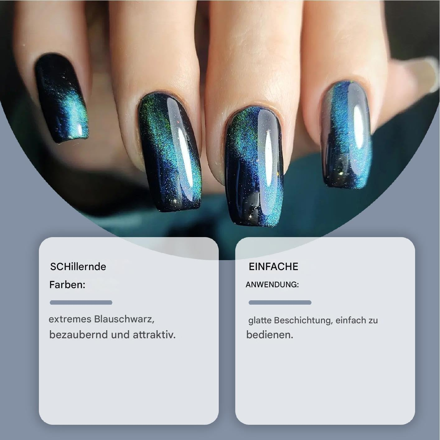 Black Blue Magnetic Gel Polish - Holographic Nail Art Gel, Glitter Shine Nail Varnish, Iridescent Cat'S Eye UV Gel, Cosmic Colour Polish, Nail Styling for Women, Chinese Ne image number 2