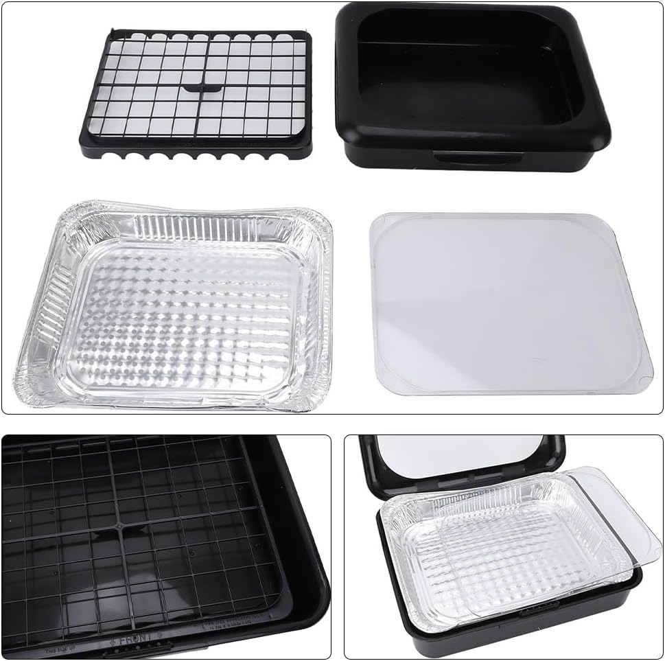 Foil Tray Holder Set, Serving Tray for Food, Dual Design with Removable Lid, Insulated Food Carrier, Stackable, Lightweight, Portable for Traveling, Picnic, Party, Camping image number 1
