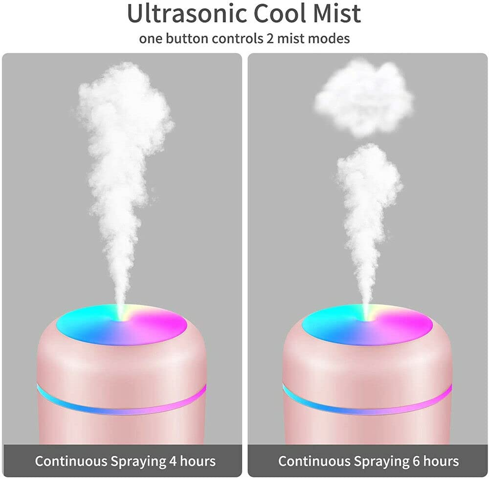 USB Car Air Purifier Diffuser Aroma Oil Humidifier Mist Led Night Light Home (300Ml Grey) image number 1