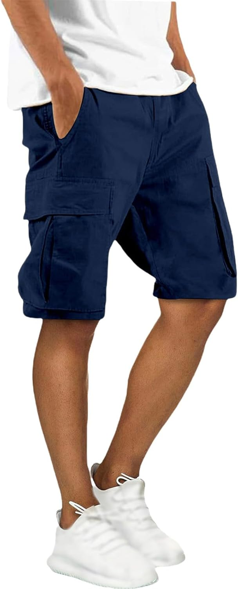 Men'S Cargo Shorts Knee Length Work-Shorts with Pockets Summer Relaxed Fit Dungarees Big and Tall Sweat Short Pants image number 5