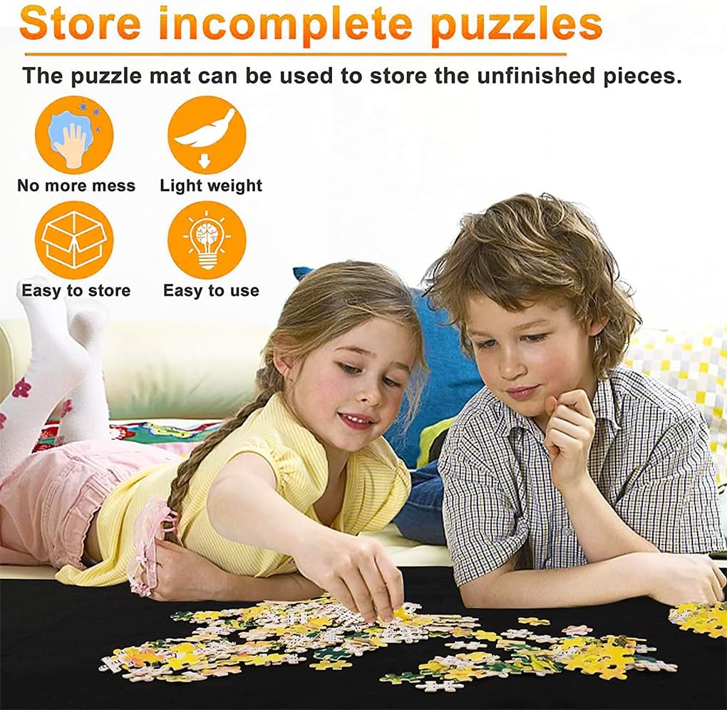 Vivva Jigsaw Puzzle Mat Roll Up,2000Pcs Portable Puzzle Board Puzzle Storage Puzzle Saver, Environmental Friendly Material (Black) image number 2