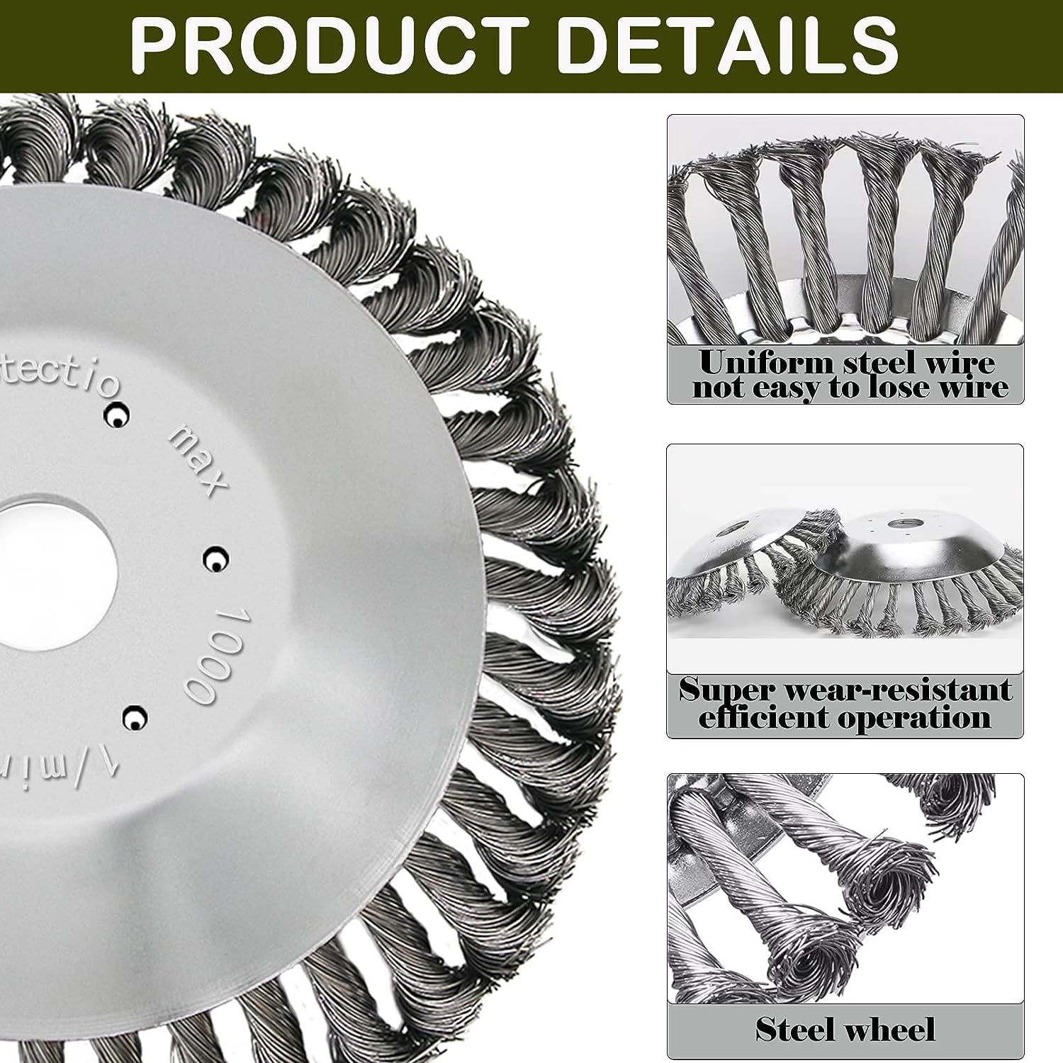 6 Inch Wired Trimmer Blade, Steel Wire Cutter Trimmer Head, Wired Trimmer Head with Adapter Kit for String Trimmers, Gardening Lawnmower, Moss Grass Rust Removal image number 2