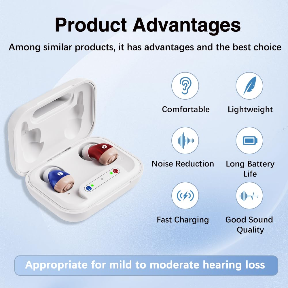 JINGHAO Hearing Aids for Seniors, Rechargeable Hearing Aid Amplifiers Devices with Noise Cancelling Clear Sound, Superior Sound Quality for Adults Women Men Hearing Loss, Auto On/Off image number 2