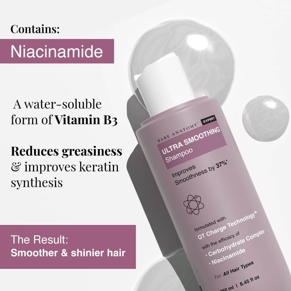 Bare Anatomy Ultra Smoothing Shampoo and Hair Mask and Hair Serum Kit Smoothness Thickens and Repairs Damaged Hair Locks in Moisture Sulphate and Paraben Free for Women and Men 250Ml image number 1