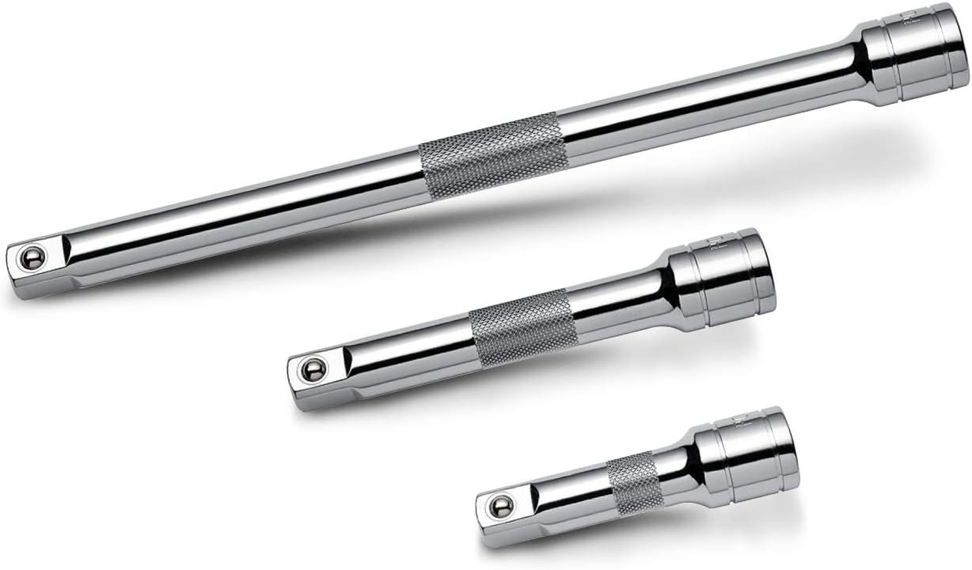 Powerbuilt 1/4" Drive Extension Bar Set, 3 Piece, Includes 2, 3, and 6 Inch Extensions, Use Ratchet to Reach, Non-Slip Grip 640842 image number 1