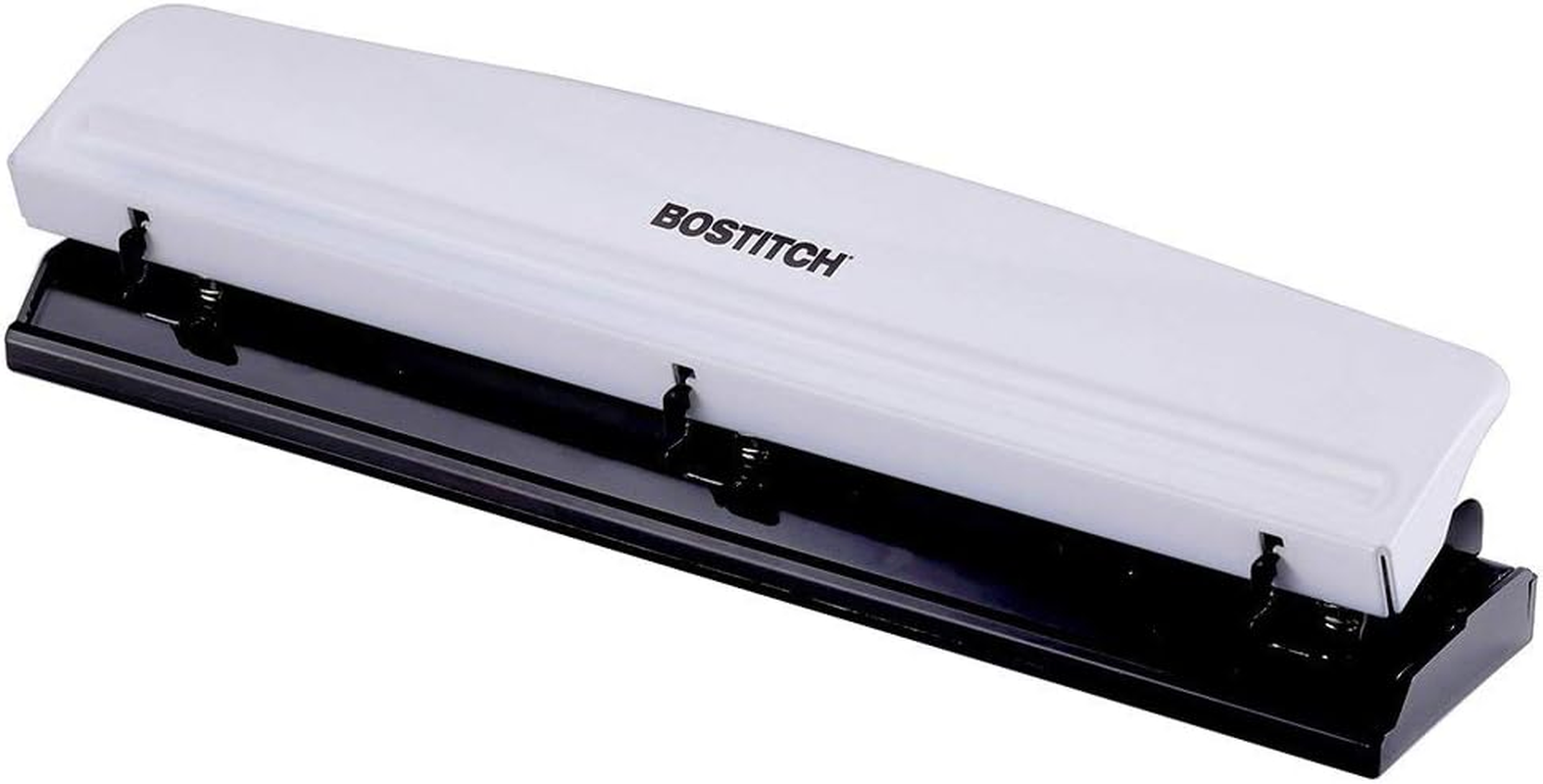 Bostitch Office 3 Hole Punch, Durable Metal,Rubber Base, 12 Sheets, White (KT-HP12-WHITE), 1-Pack