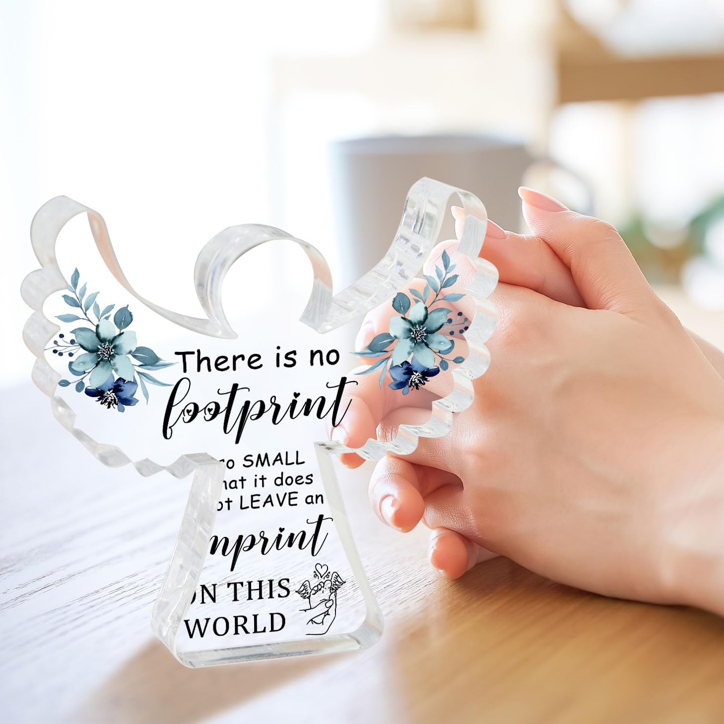 Sympathy Gifts, Miscarriage Gifts for Mothers, Remembrance Gift, Remember Me Grieving Present, Baby Footprint Memorial Angel Acrylic Decor, Funeral in Memory of Loss of Baby, Infant Loss Sympathy Gift image number 2