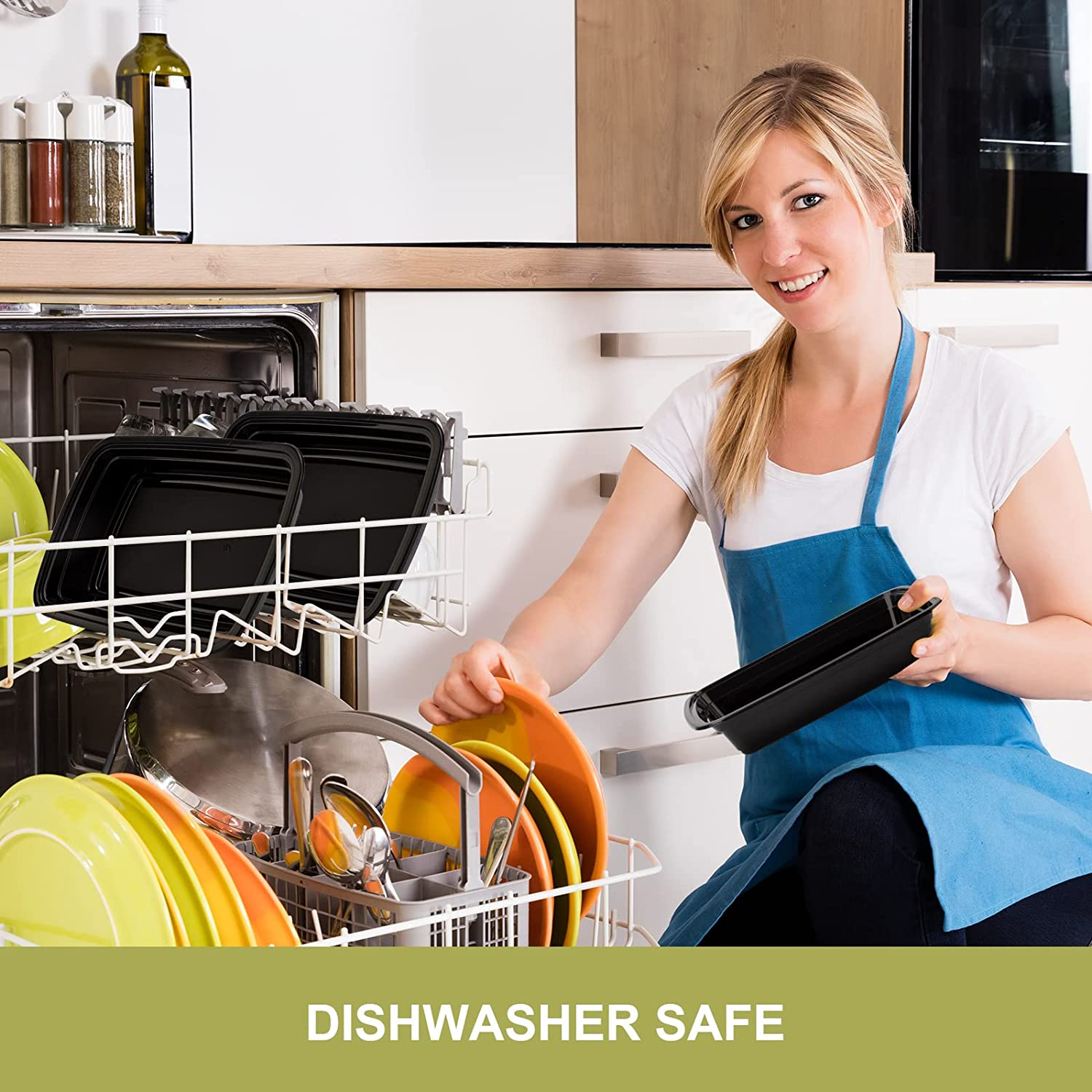 50 Pack- Meal Prep Containers 32Oz, Plastic Food with Lids, Leakproof to Go Lids Reusable Containers, Bpa-Free, Microwave/Dishwasher/Freezer Safe Black-50Pack image number 5