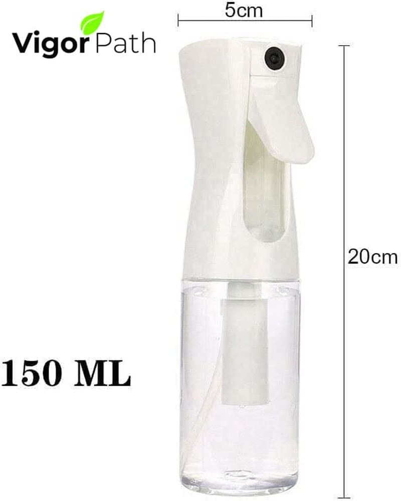 VIGOR PATH Continuous Spray Bottle with Ultra Fine Mist - Versatile Water Sprayer for Hair, Home Cleaning, Salons, Plants, Aromatherapy, and More - Empty Hair Spray Bottle (Clear - 5Oz)