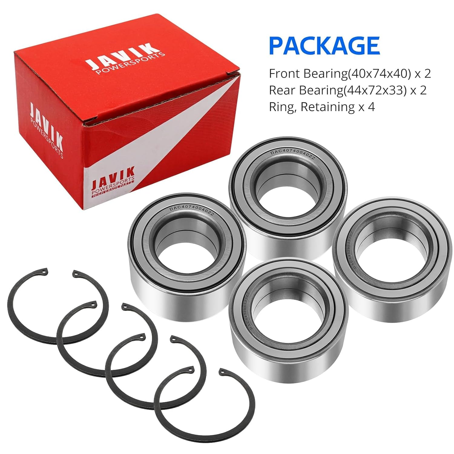 Front & Rear Wheel Bearings for Polaris RZR Ranger ACE Brutus PRO XD Heavy Duty, OEM# 3515090 3514699 3585502 3514635 3514917