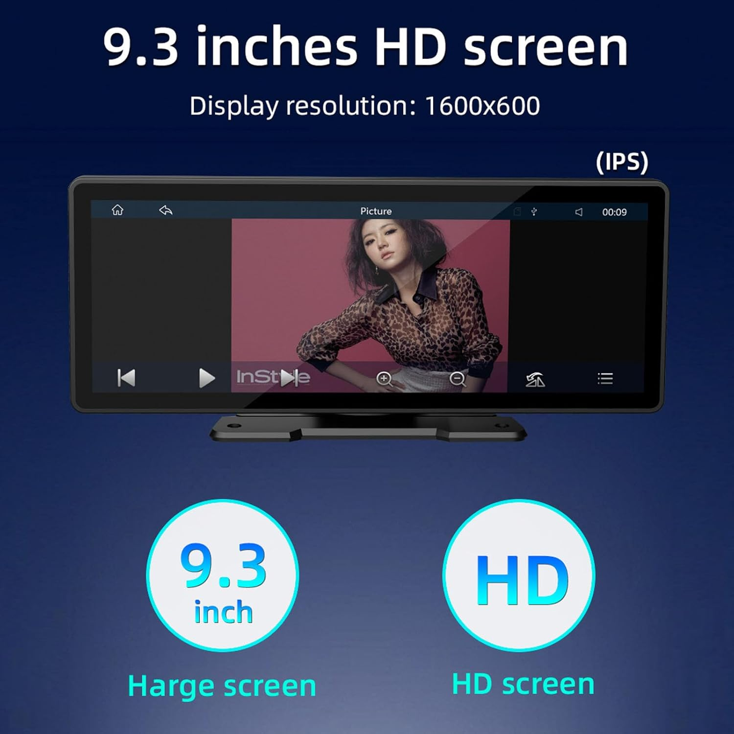 9.3 Inch HD Car MP5 Player, Bluetooths Car Multimedia Player with Backup Camera for Carplay for Android Auto, Support FM AUX, Portable Car Stereo DVD Player with Mirror Link image number 4