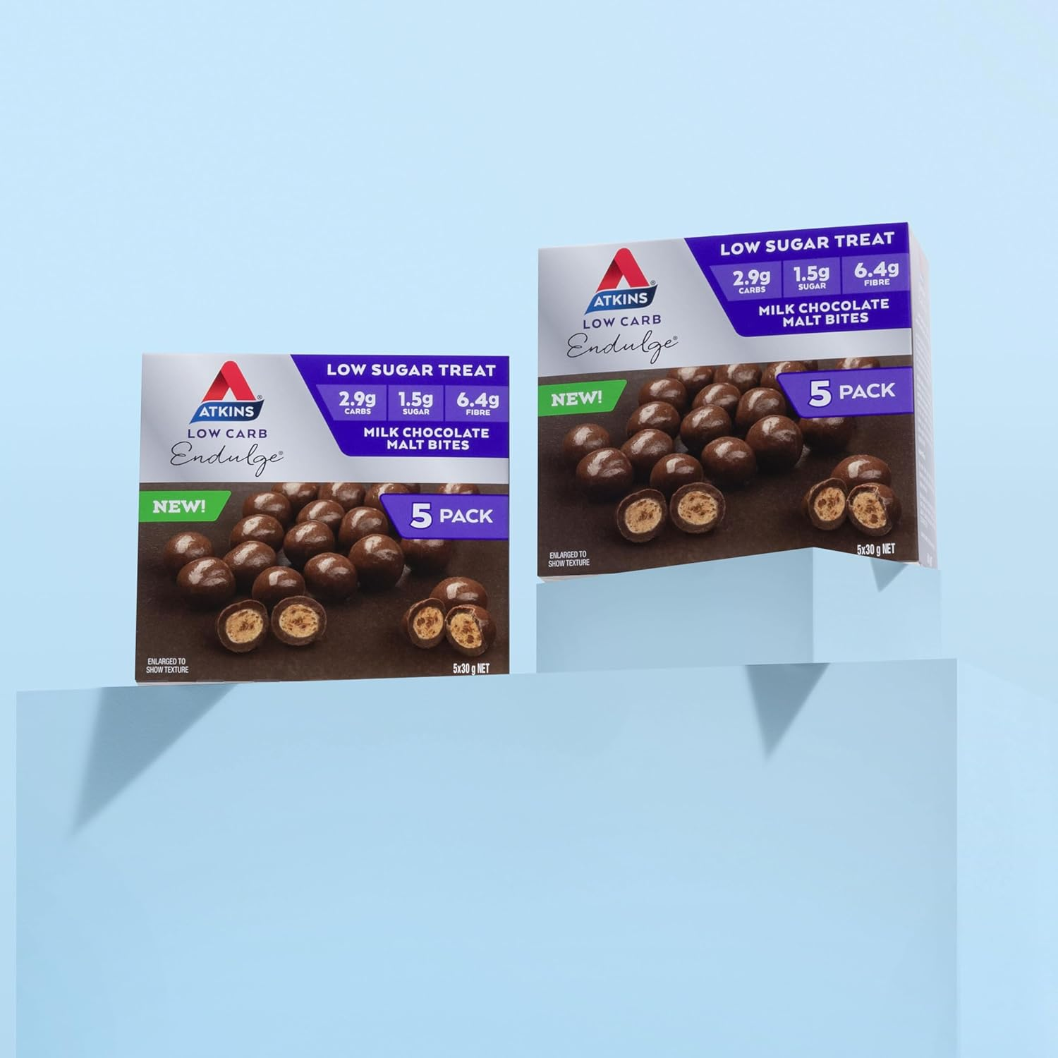 Atkins Endulge, Milk Chocolate Malt Bites, Low Sugar Treat, 5 Pack image number 2