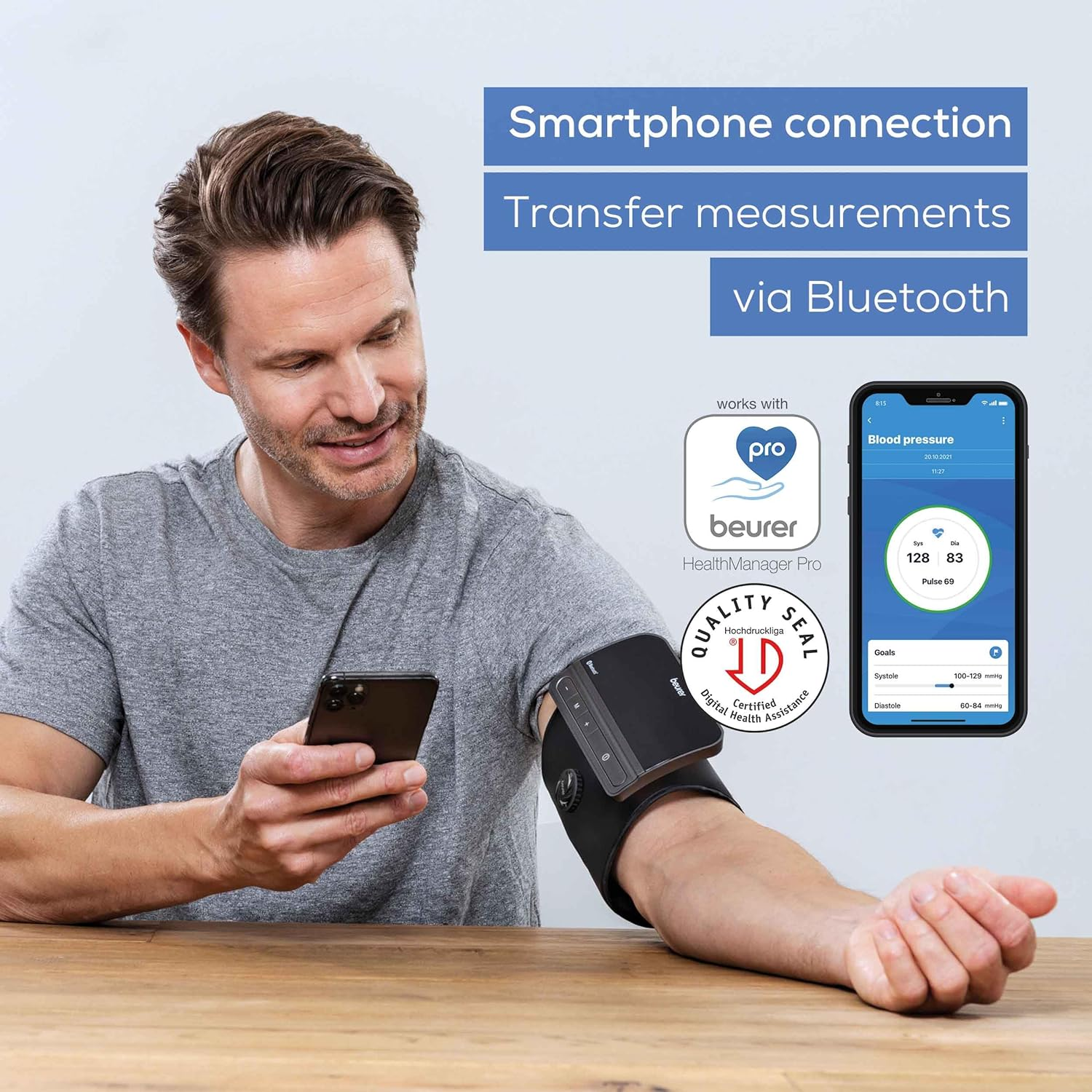 Beurer BM81 Easylock, Automatic Blood Pressure Monitor, Clinically Validated, Smart Blood Pressure Machine without Cables, Gentle Pressure Build-Up & Fast Measurement Time image number 4