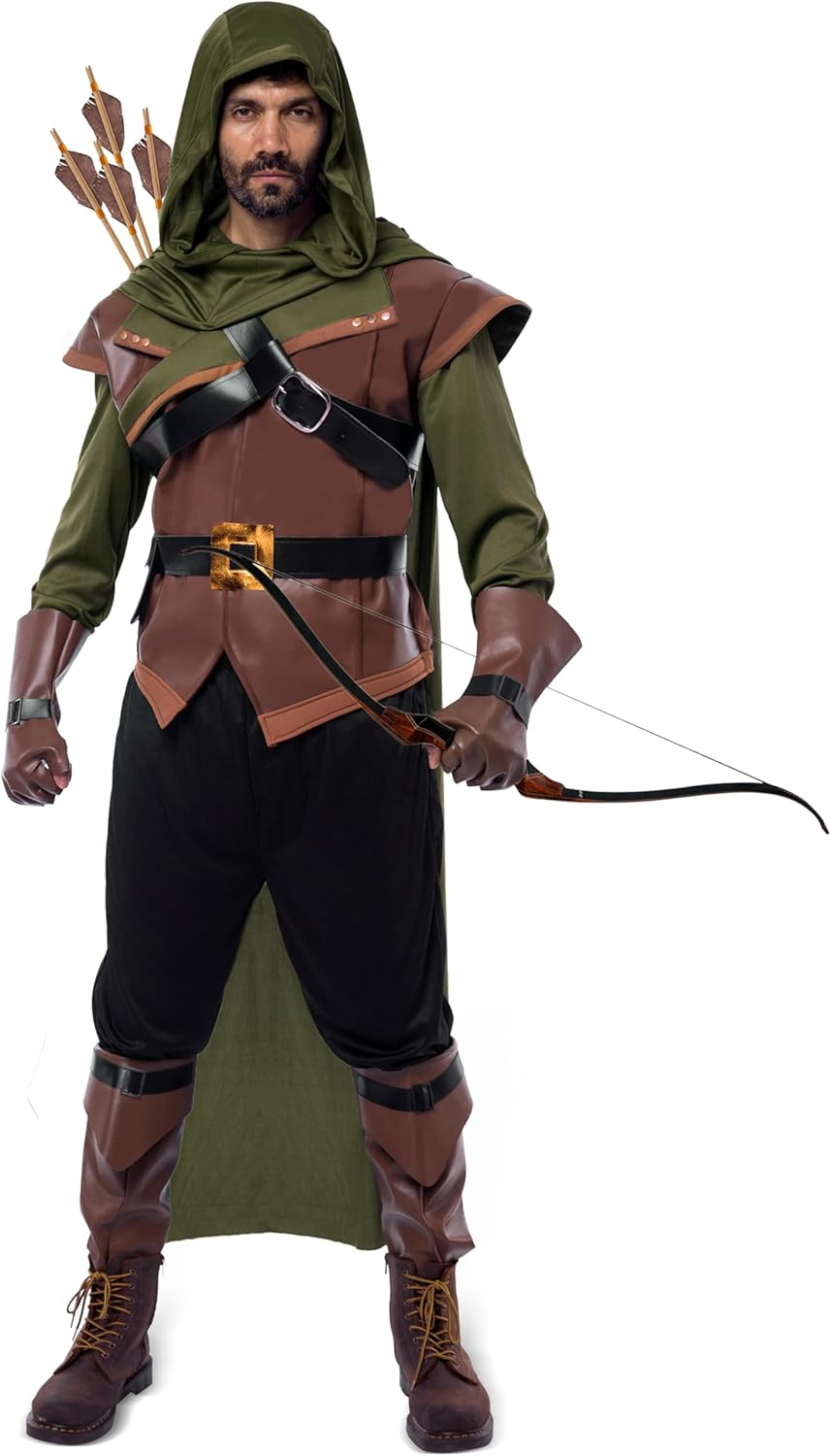 Spooktacular Creations Renaissance Robin Hood Deluxe Men Costume Set Made of Leather for Halloween Dress up Party image number 4