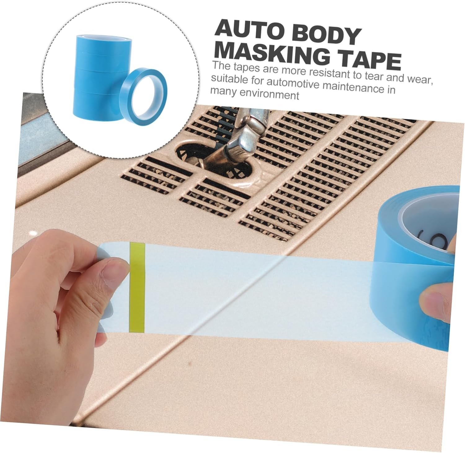 Iplusmile 5Rolls Assorted Automotive Masking Tape Widths Pet Material Strong Adhesion for Car and Curved image number 6