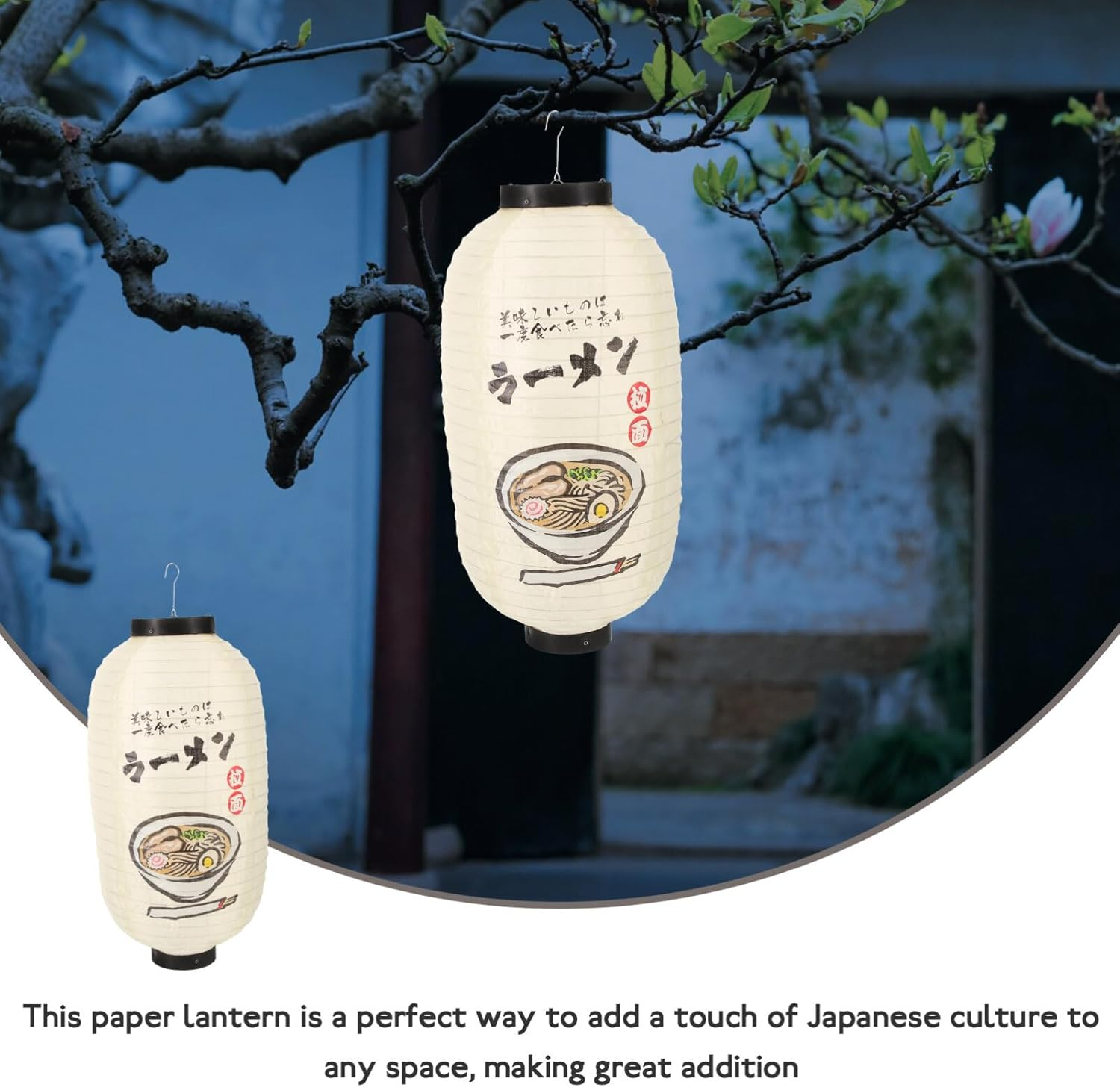 Japanese Style Waterproof Hanging Lantern 19 Inch Indoor Outdoor Lantern with Sushi Sashimi Pattern for Restaurant and Party Decoration image number 6