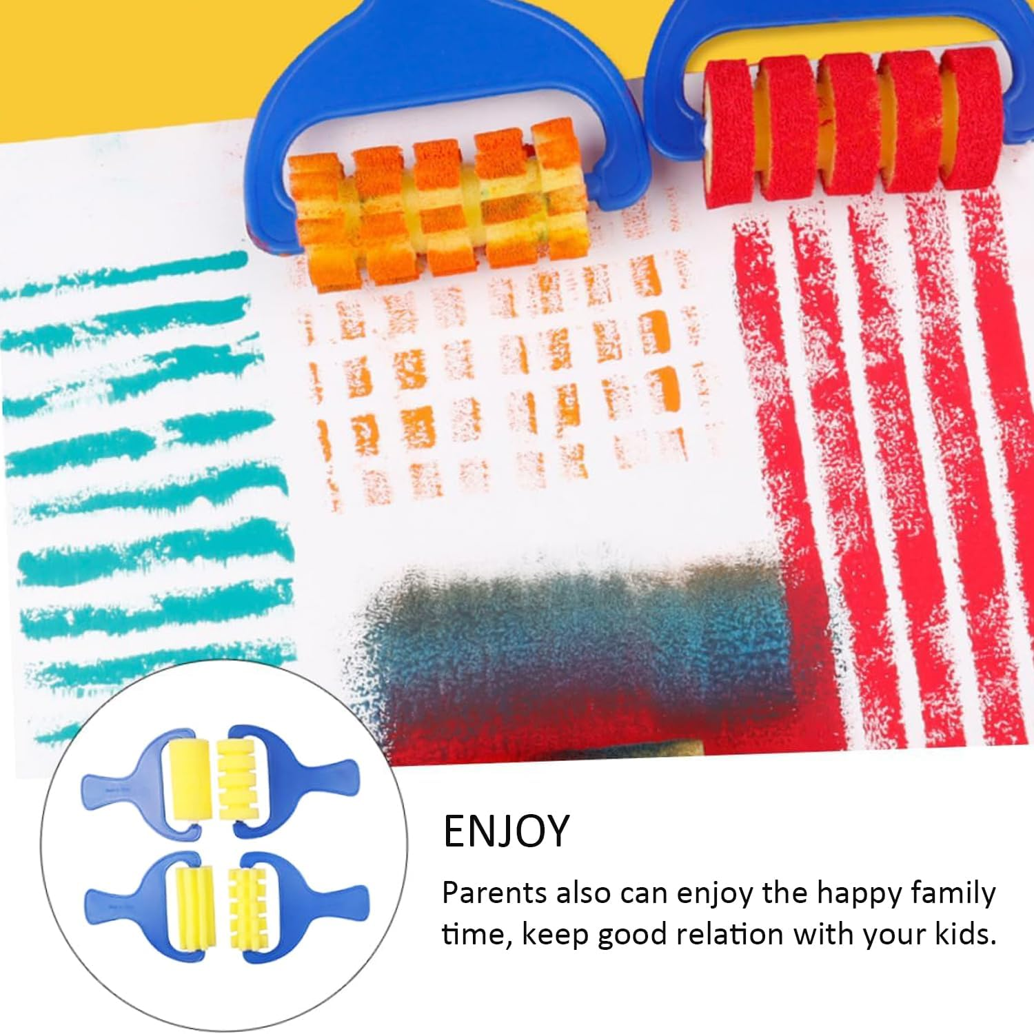 4 Pcs Sponge Paint Roller, Drawing Sponge Roller, Graffiti Drawing Tool, DIY Children Painting Kid Art Tool