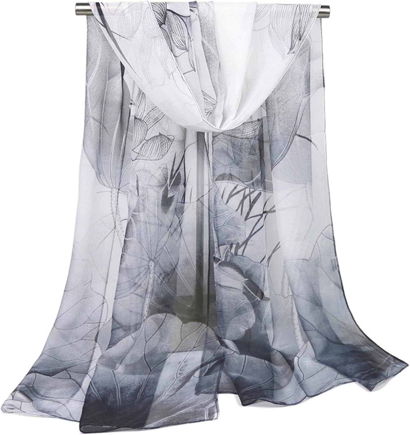 Silk Scarf Fashion Scarves Lightweight Sunscreen Shawls for Women (Black)