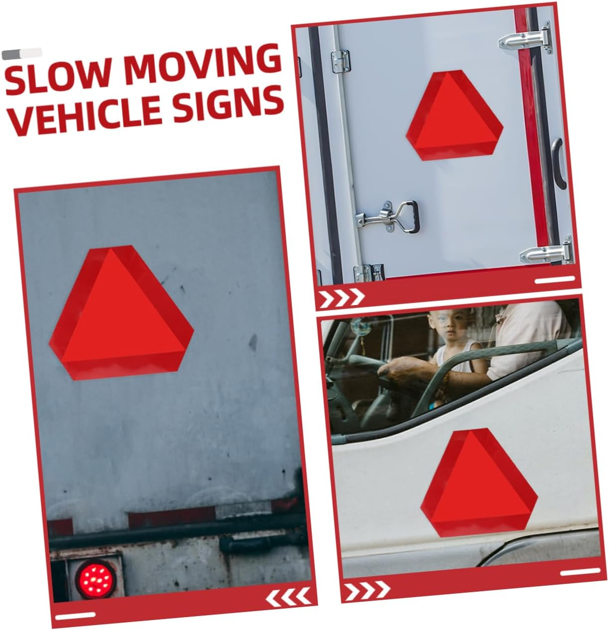 KICHOUSE 2Pcs Car Warning Triangle Reflective Tape for Slow Moving Vehicle Sign Safety image number 6
