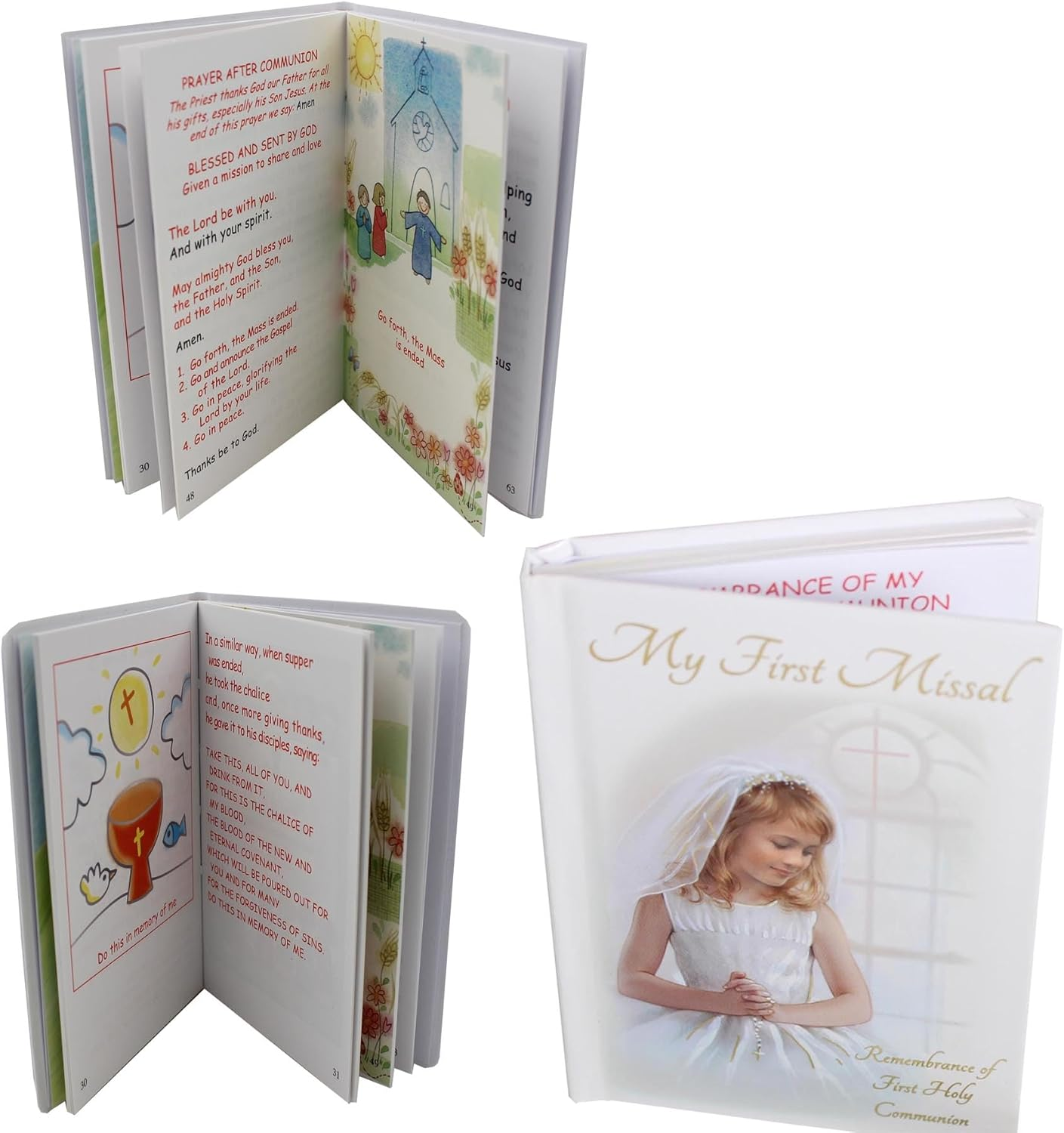 First Holy Communion 3 Piece Gift Set (Girl Missal Book, Rosary Beads and Photo Frame 8419) image number 4