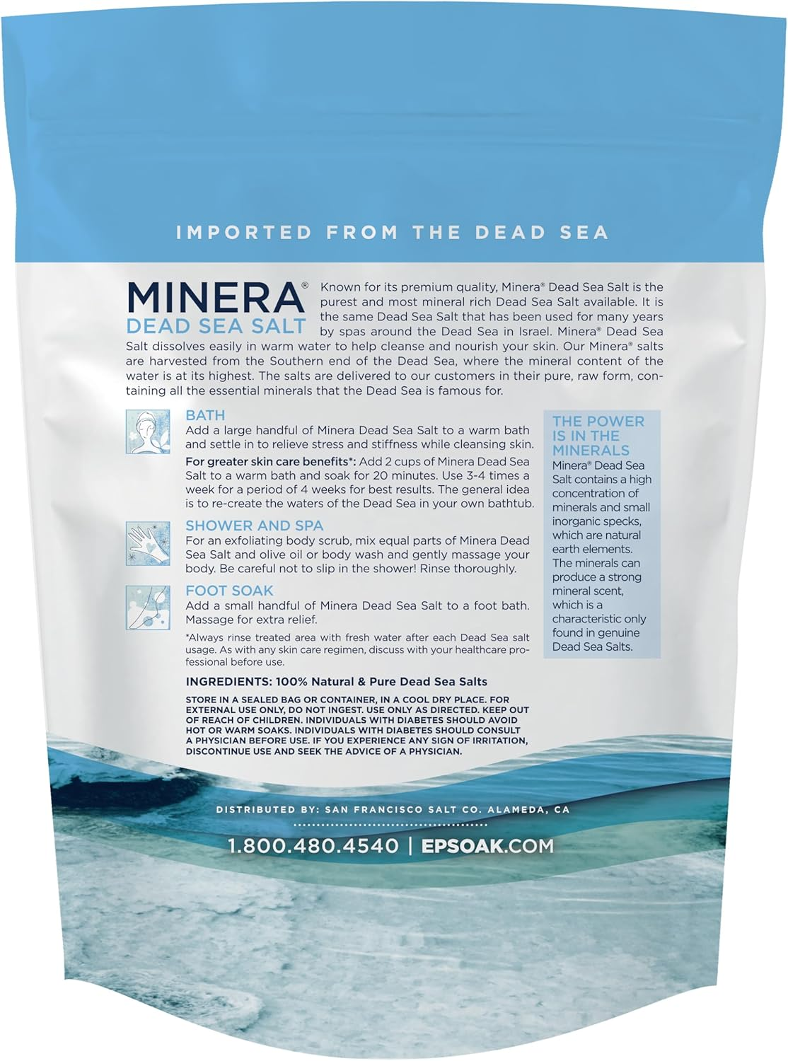 Minera Fine Grain Dead Sea Salt for Bath & Soaking &ndash; 15 Lbs (3 X 5 Lb Bags), Fast-Dissolving, 100% Pure & Natural, Unscented, Skin-Nourishing Bulk Sea Salt image number 6