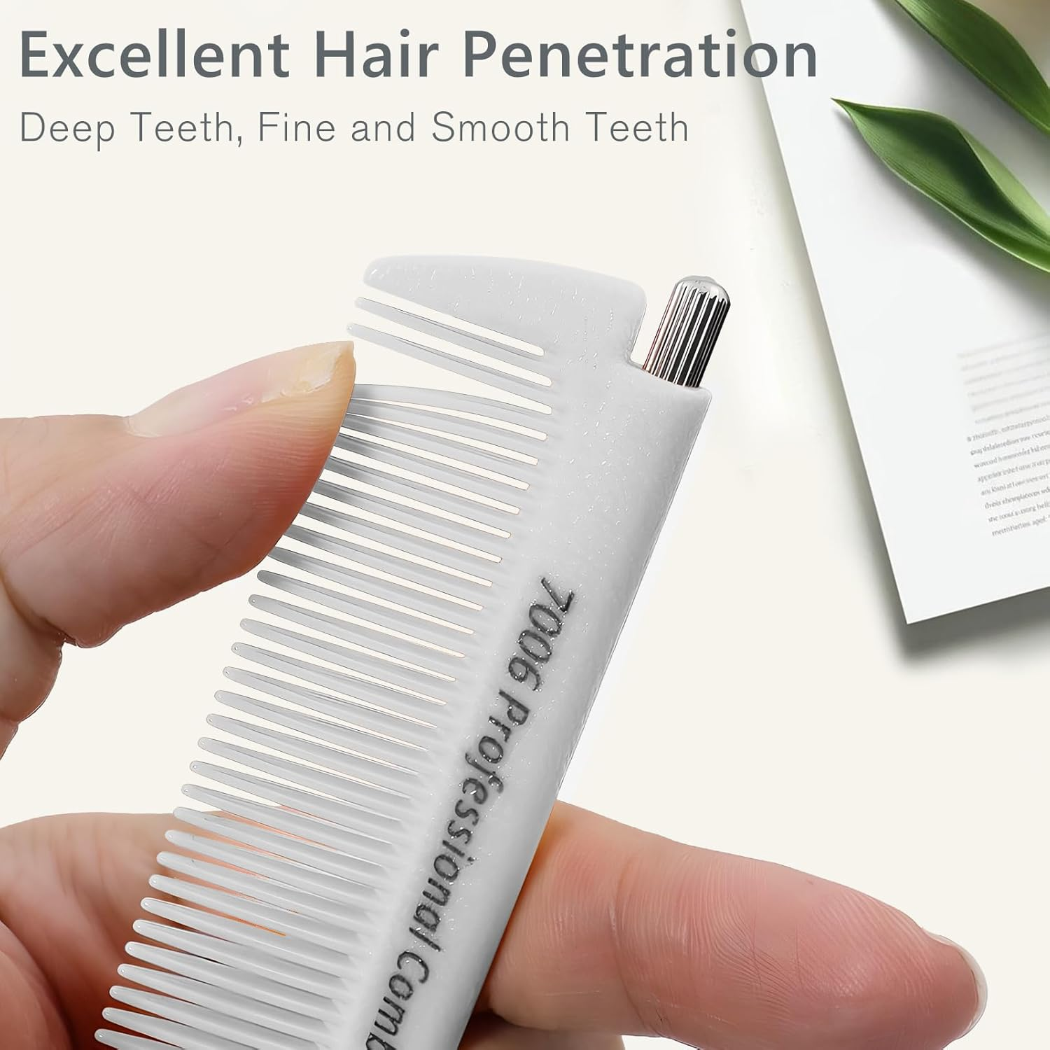Professional Portable Fine Tooth Teasing Comb for Styling, Hair Cutting, White Retractable Metal Rat Tail Comb for Parting, Stainless Steel Pin Tail Teasing Comb for Salon image number 1