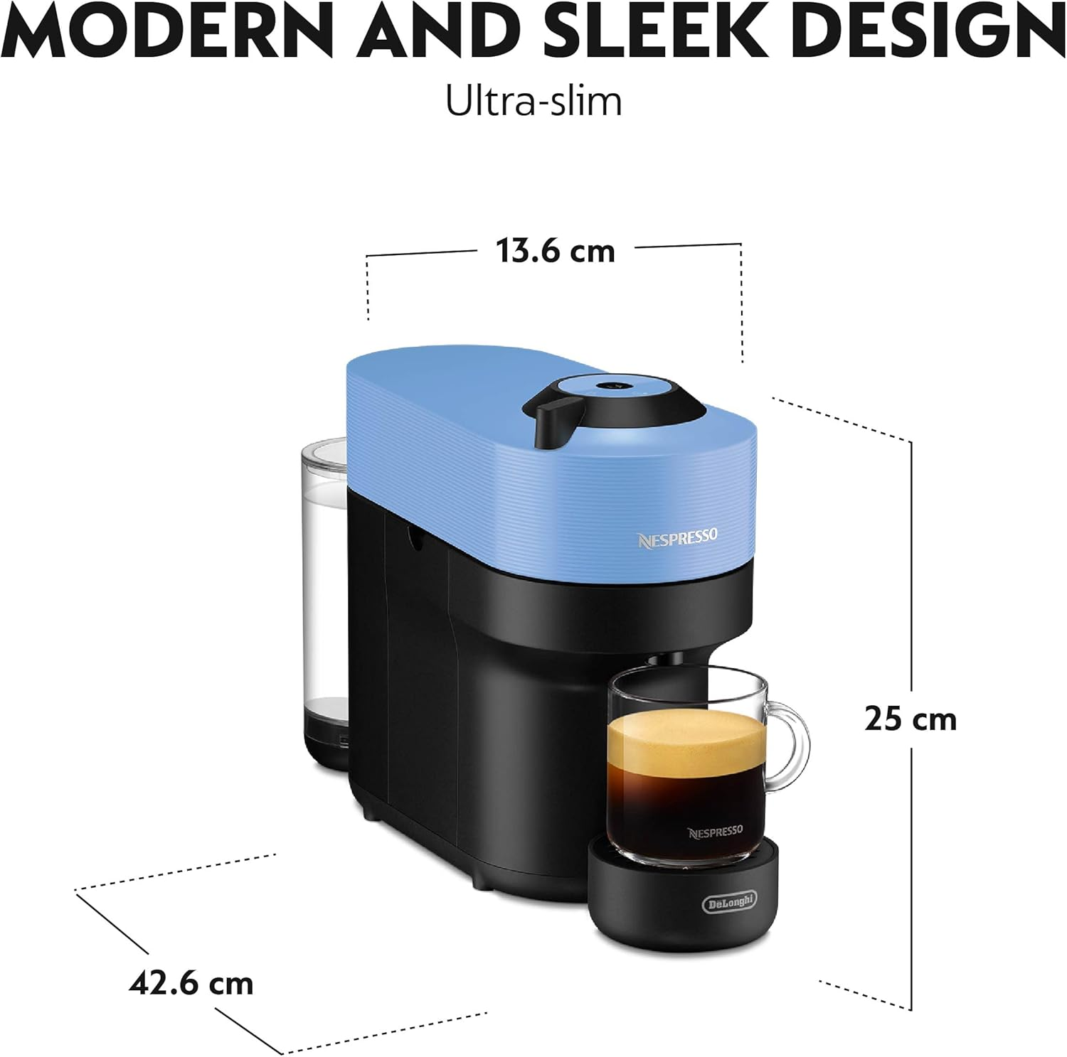 De'Longhi Nespresso Vertuo Pop ENV90.A, Capsule Coffee Machine, Single-Serve Pod Coffee Machine, 4 Cup Sizes, Nespresso Starter Pack, Centrifusion Technology, Smart Connectivity, Pacific Blue image number 3