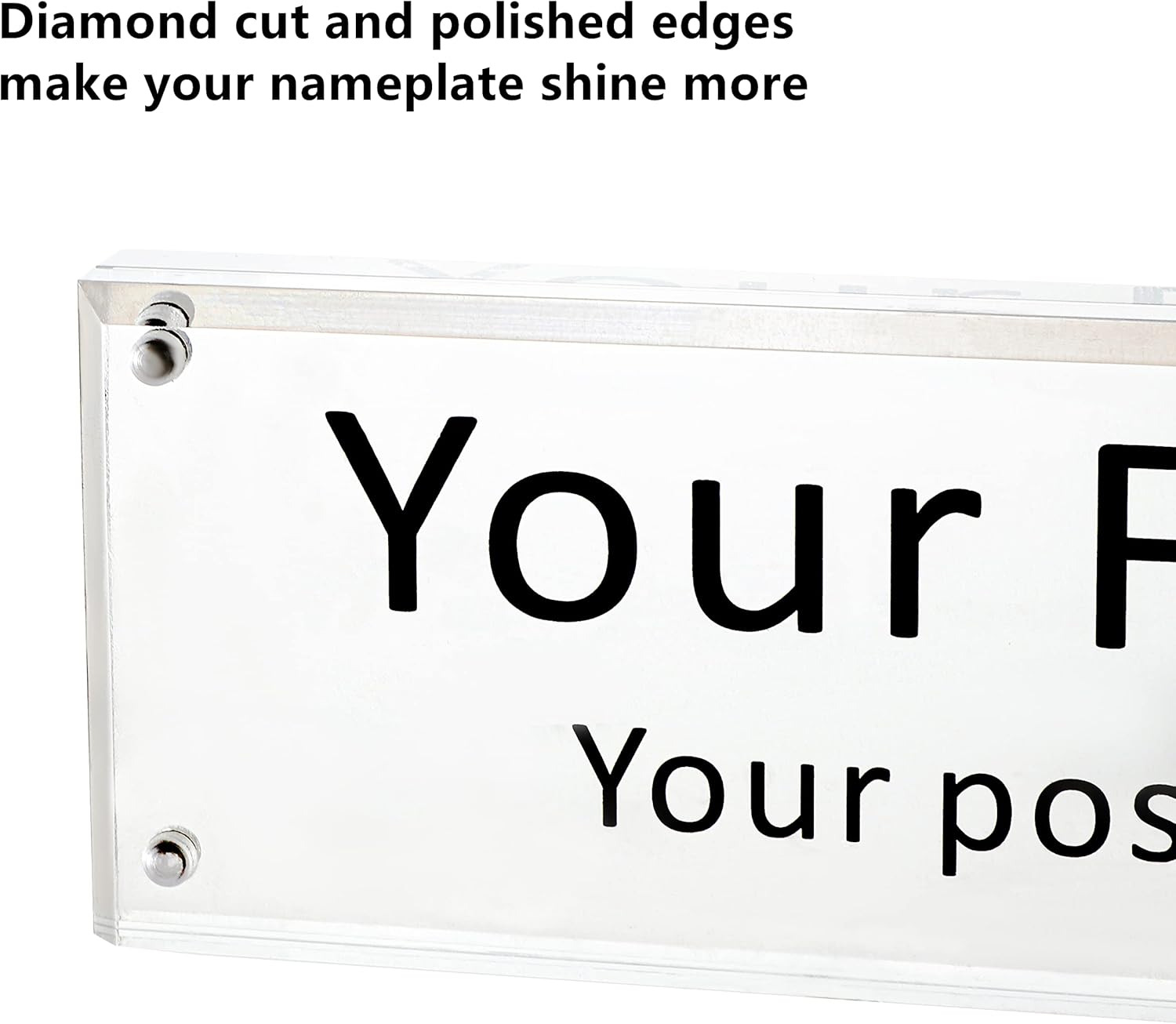 IEEK Acrylic Desk Name Plate for Office,Clear Acrylic Block Nameplate Double Sided Desk Name Plate Holder Business Desk Sign Holder, DIY Your Personalized Name for Desk,2.5X10 Inch image number 2