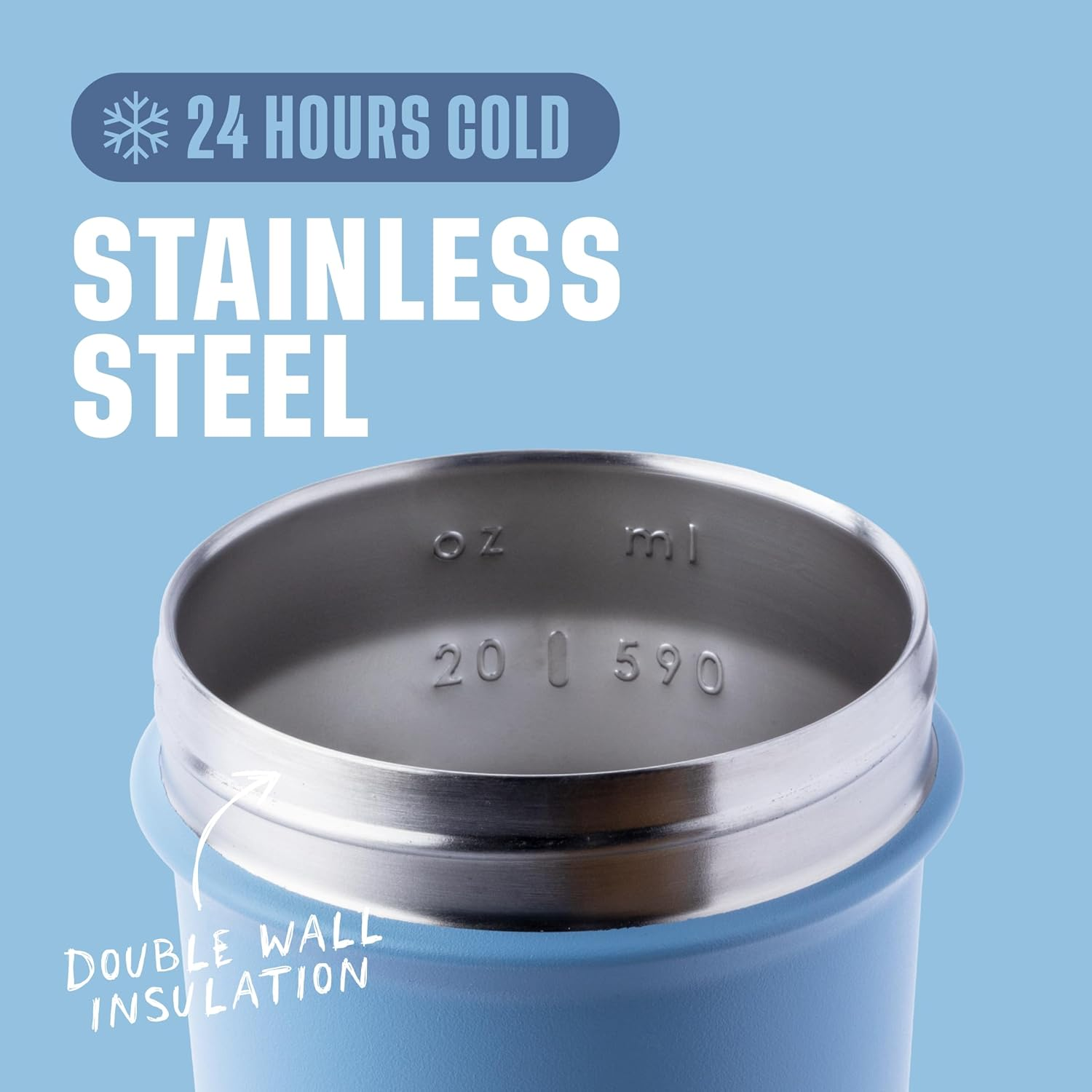 Blenderbottle Strada Sleek Shaker Cup Insulated Stainless Steel Water Bottle with Wire Whisk, 25-Ounce, Dusty Blue image number 7