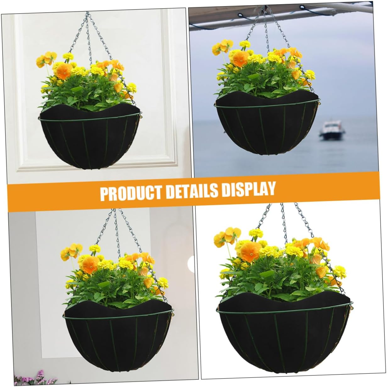 Kisangel 3Pcs Hanging Basket Liners for Non-Woven Flowerpot Inserts Easy to Install and Replace for Indoor and Outdoor Gardening
