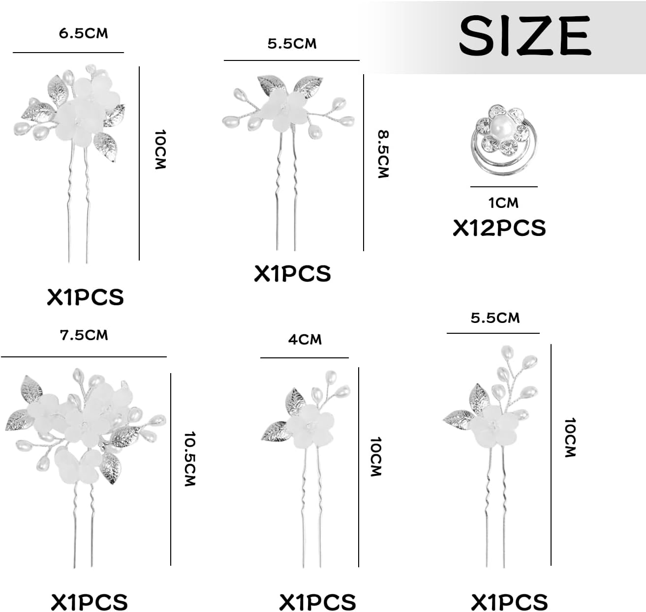 5 Pieces Flower and Leaf Hairpins, 12 Spiral Hair Accessories, Elee Hair Accessories, Hairstyle Decorations, Wedding Dressing Supplies. image number 2