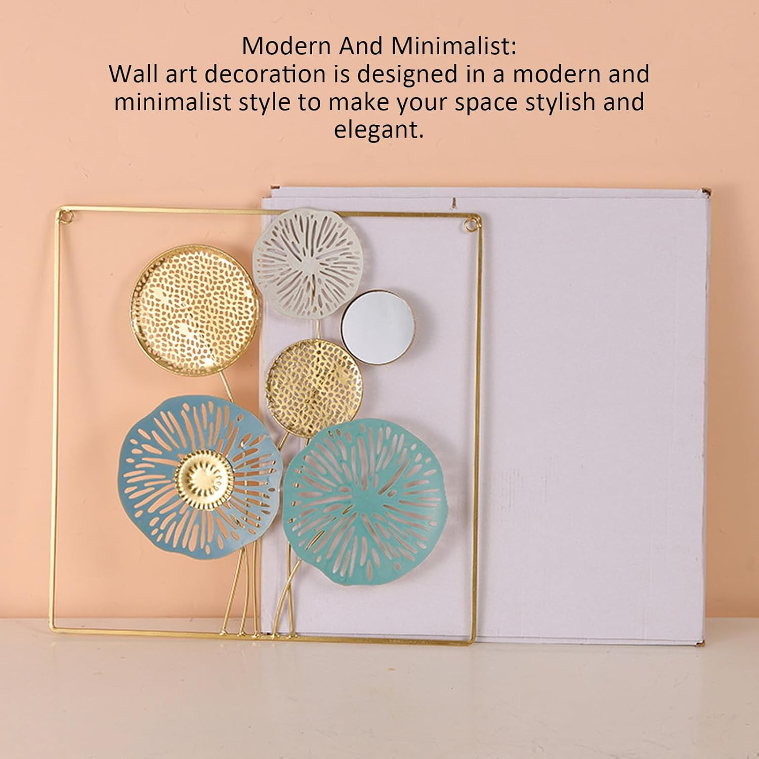 Wrought Iron Wall Art Decor Modern Exquisite Leaf Wall Decor Decoration Sculpture Ornament for Bedroom Living Room