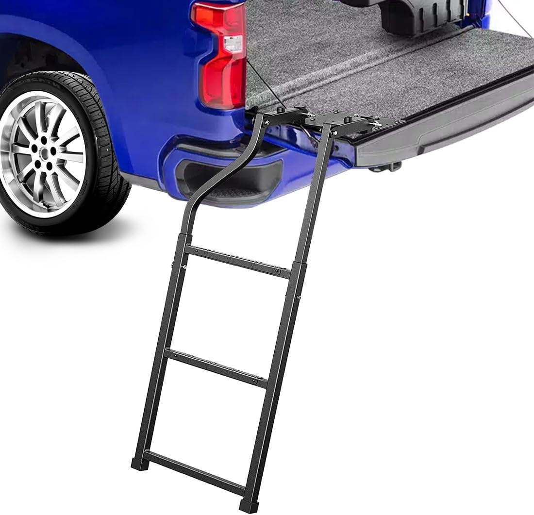KMFCDAE Tailgate Ladder Pickup Truck Accessories Universal Extension Step Ladder with Stainless Steel Self Drilling Hex Screws image number 6