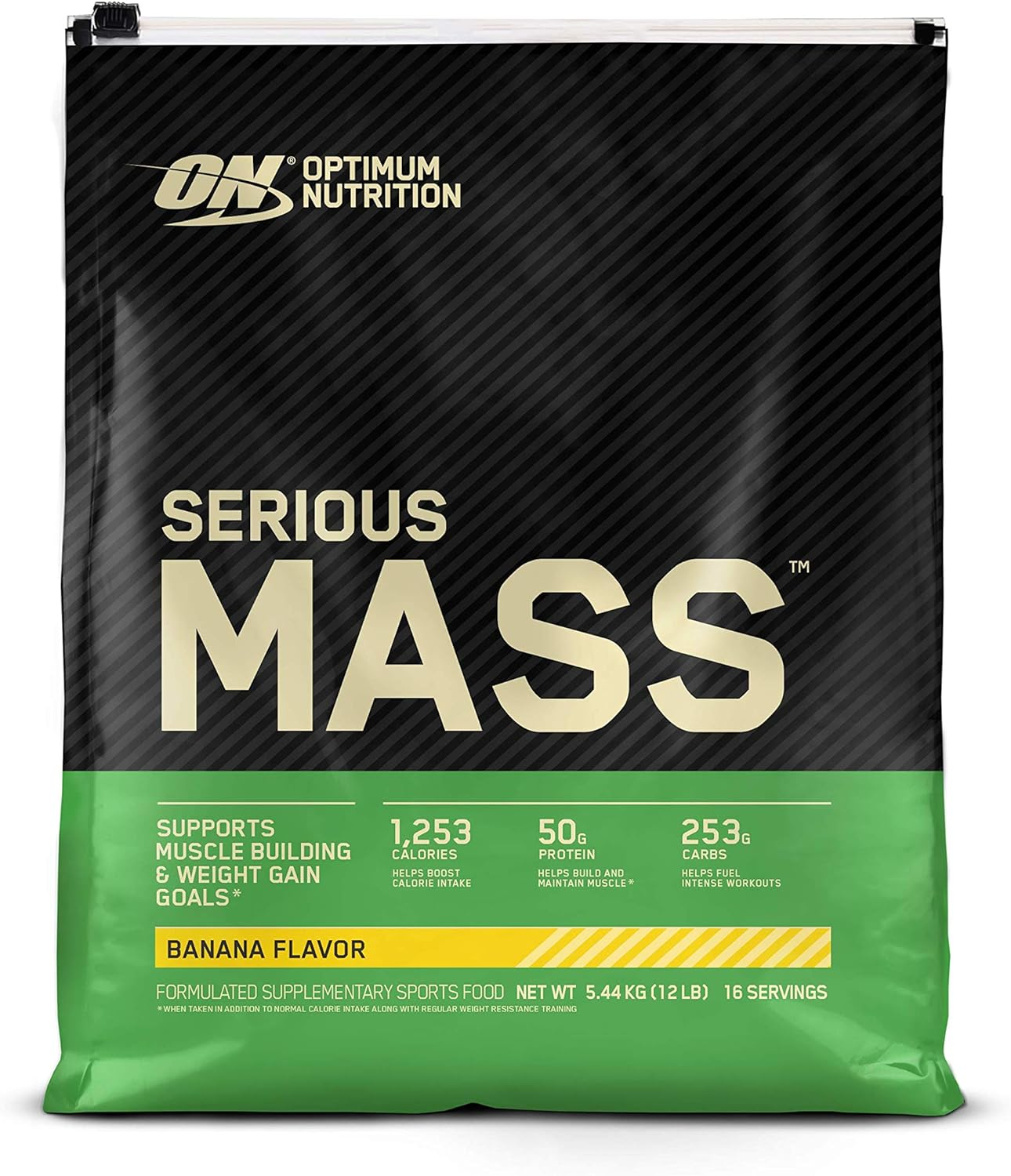 OPTIMUM NUTRITION Serious Mass Protein Powder Gainer, Banana, 5.44Kg image number 1