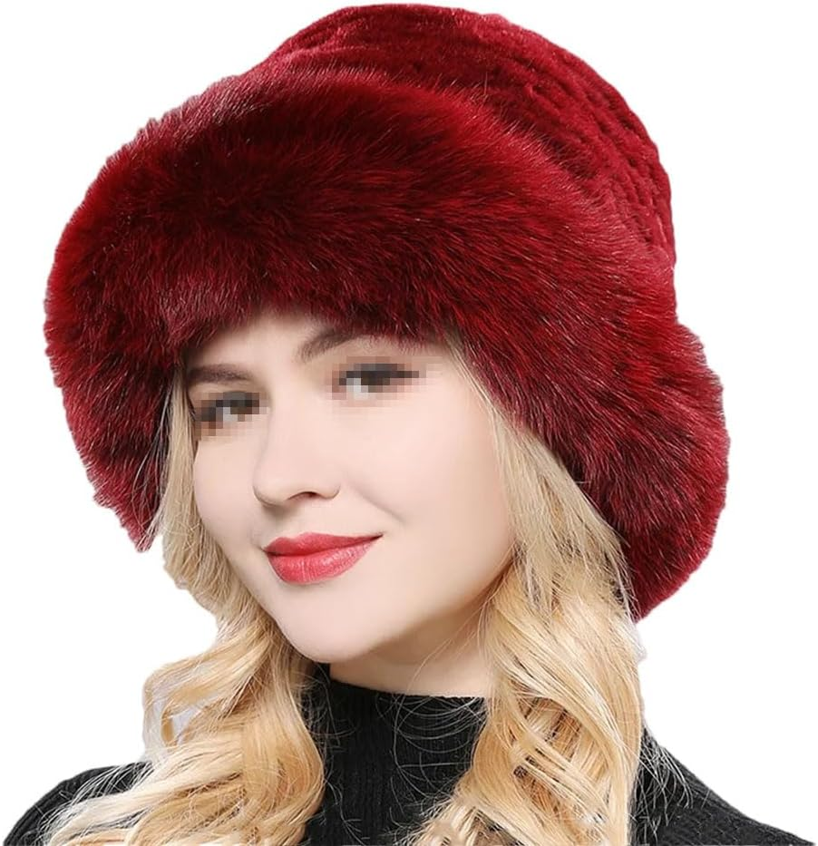 Keusyoi Luxury Women Winter Hat Fur Russian Hats Lady Fur Cap Beanies Warm Soft Fluffy Fur Hat - Beige image number 4