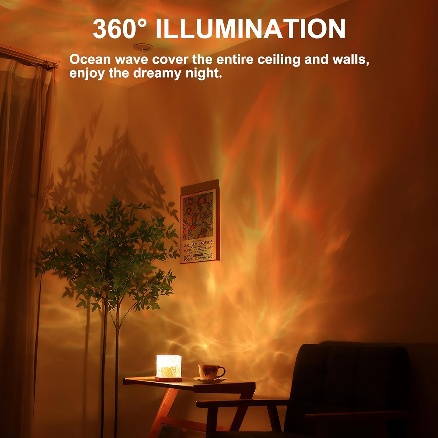 OMIPAWZ Ocean Wave Lamp, 16 Colors RGB Aurora Northern Lights Projector Lamp for Bedroom Living Room Decor image number 2