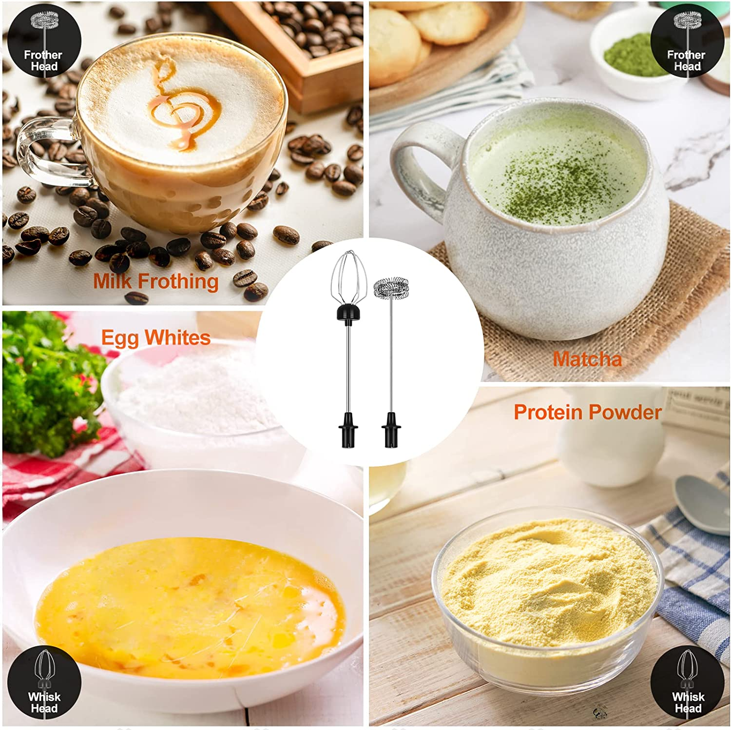 Bournehouse BH03 Rechargeable Milk Frother, 3-Speed, 2 Whisks for Cappuccino, Latte, Bulletproof Coffee, Keto Diet, Protein Powder, Matcha (Dark Black) image number 6