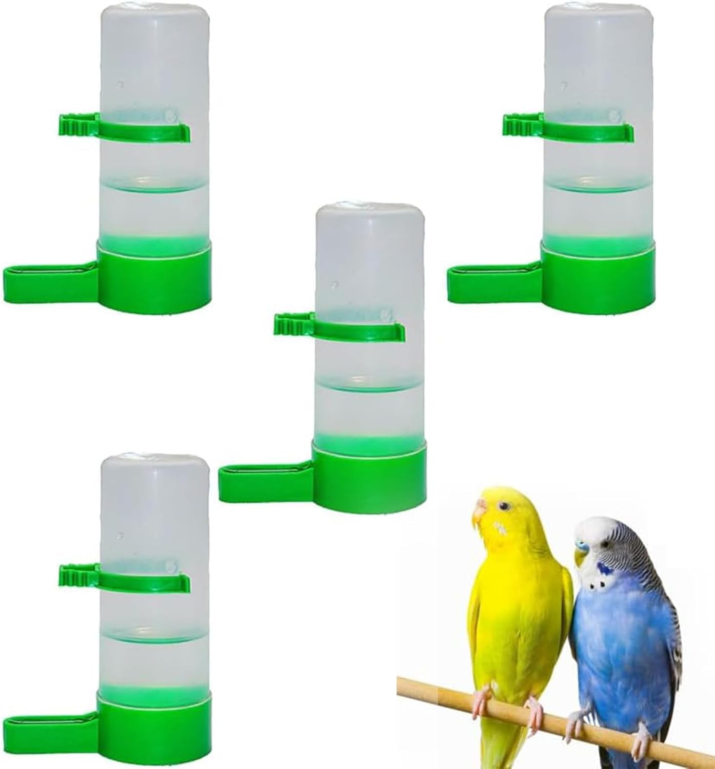 FUNNTY 4PCS Automatic Bird Water Feeder,Bird Water Bottle Drinker Container Food Dispenser Hanging in Birds Cage,For Parrots, Lovebirds, Transparent Bird Gravity Water Dispenser (140 Ml / 4.73 Oz) image number 4