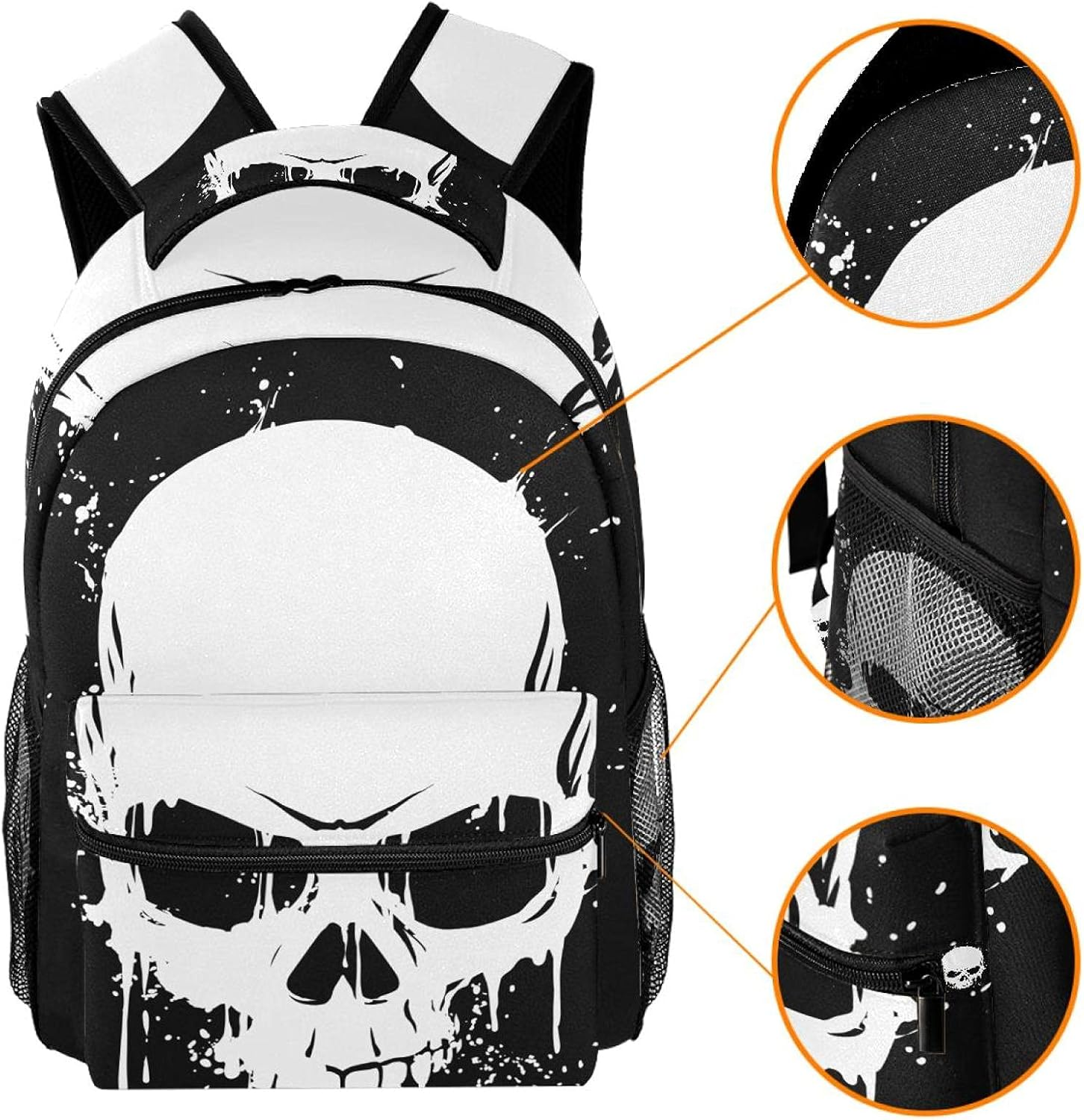 Grunge Skull Backpack Students Shoulder Bags Travel Bag College School Tote Backpacks image number 2