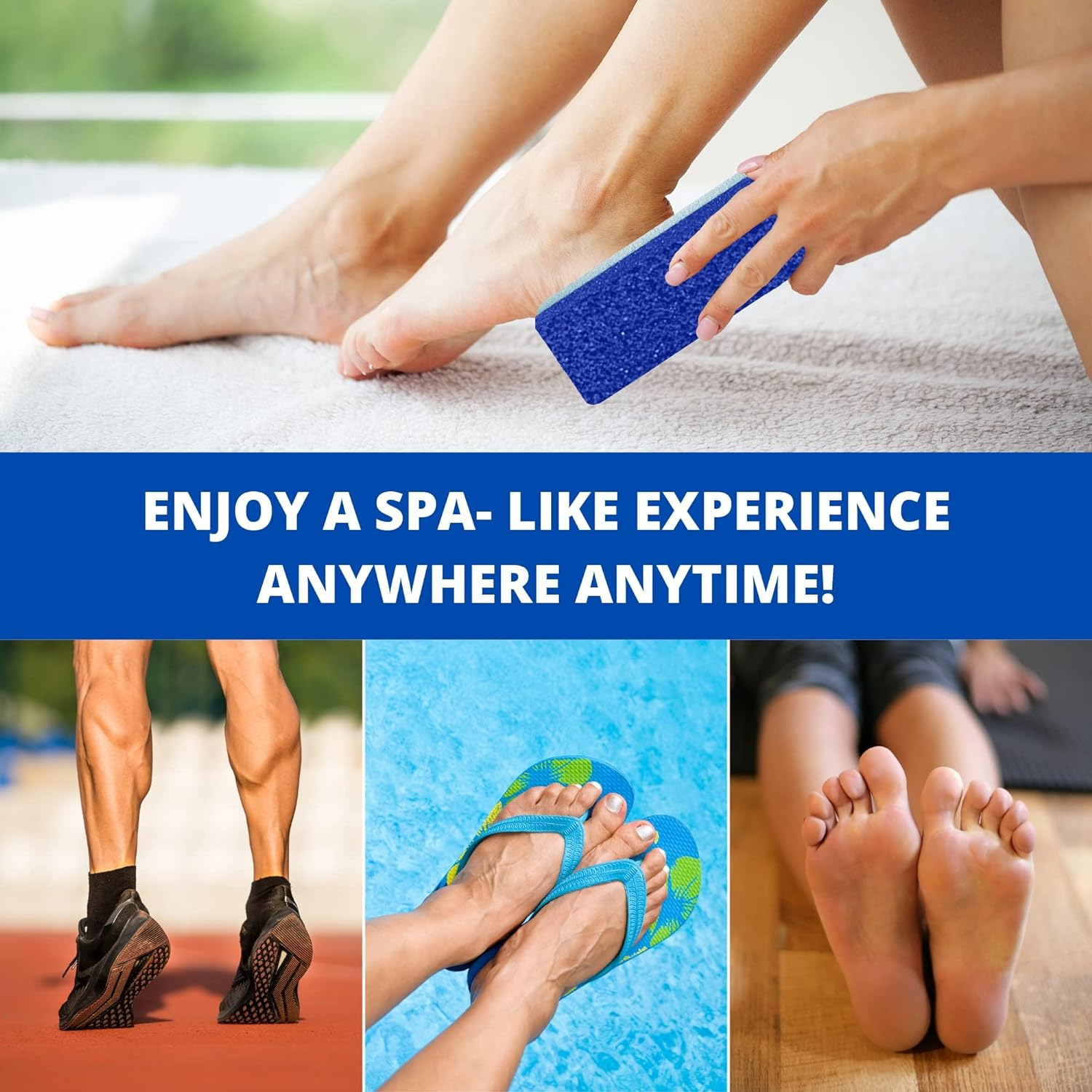 Foot Pumice Stone for Feet Hard Skin Callus Remover and Scrubber (Pack of 4) Blue image number 2