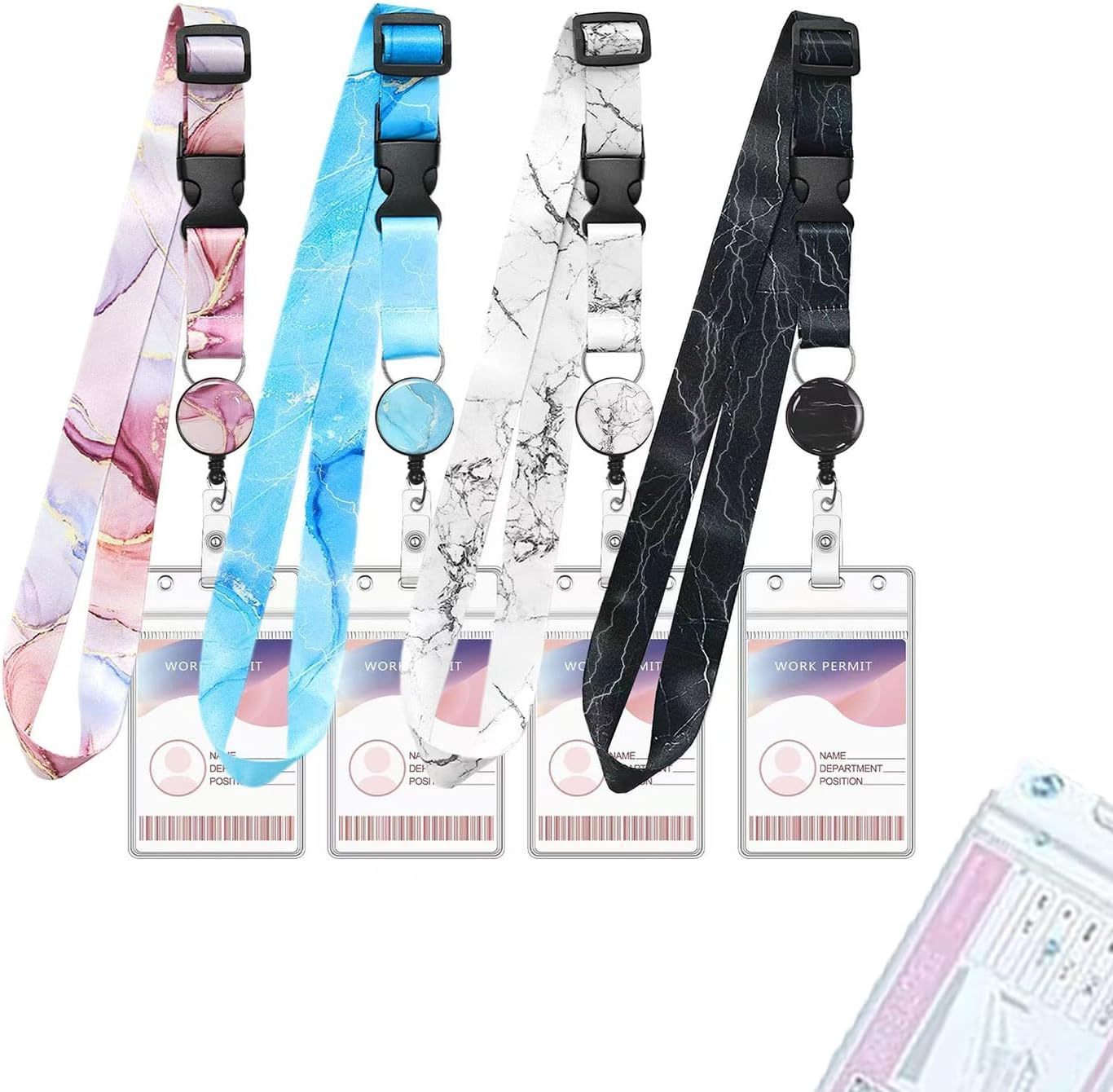 4 Pack Cruise Lanyards, Retractable Cruise Lanyard with Waterproof ID Badge Reel Holder with Removable Clasp for Cruise Key Cards image number 6