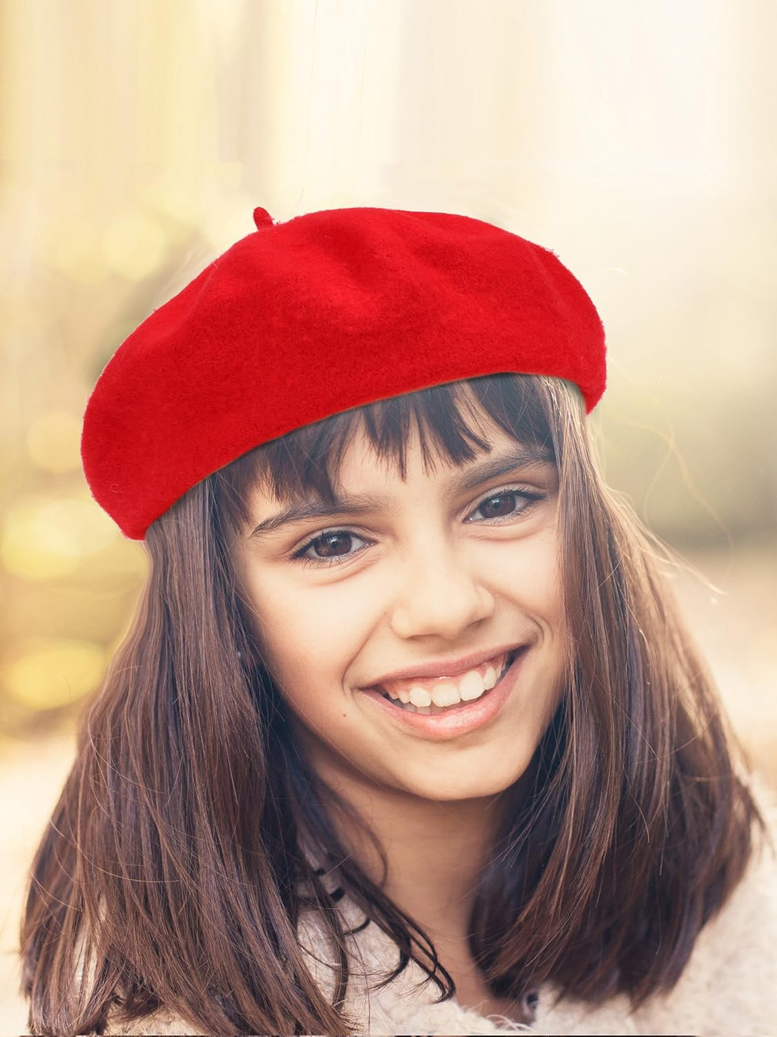 Satinior Beret Hat French Beanie Cap Artist Wool Hat for Children Kids Girls image number 4