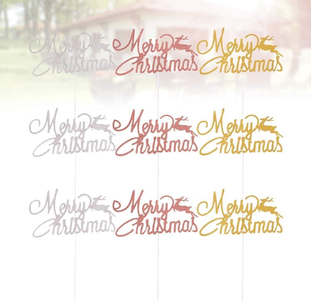 24Pcs Merry Christmas Cake Toppers Reindeer Xmas Cupcake Toppers Christmas Cake Decorations Holiday Party Supplies (Gold Rose Gold Silver) image number 5