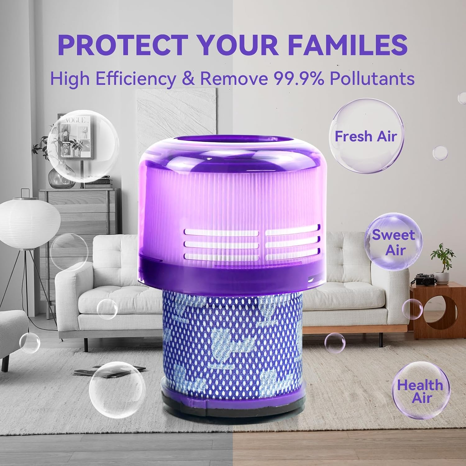 V11 Vacuum Filters Replacement Parts Compatible with Dyson V11 Torque Drive V11 Animal/Complete/Extra V15 Detect V15S Detect Submarine Vacuums, 2 Pack HEPA Filter Replace Part 970013-02 image number 3